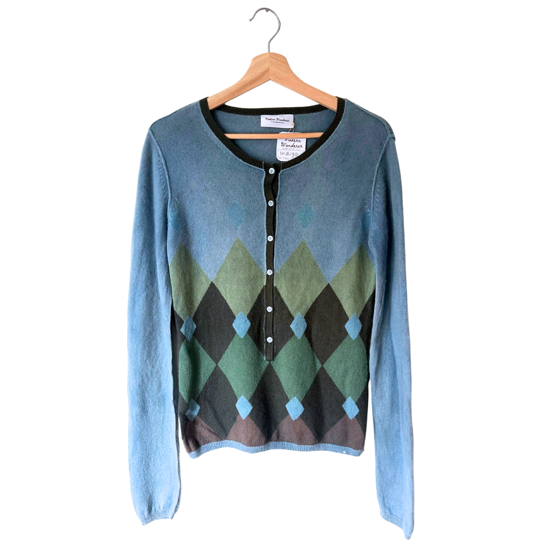 Indigo Dyed 100% Cashmere Pullover - S