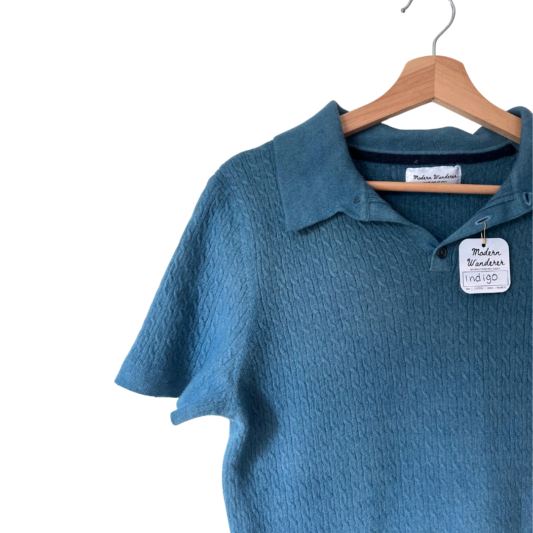 Indigo Dyed 100% Merino Wool Sweater - S/M