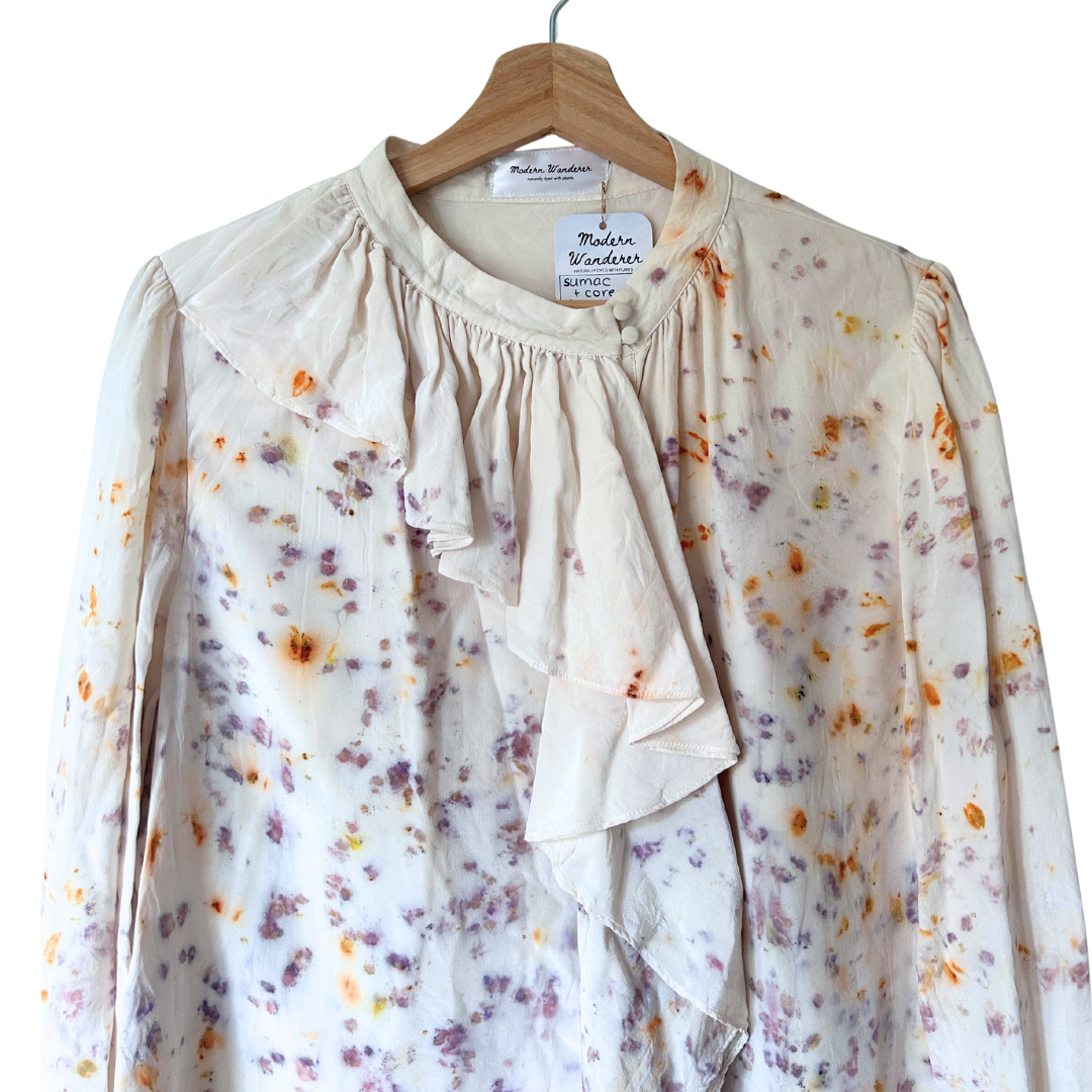 100% Silk Plant Dyed Button Up - Sumac/Coreopsis - M