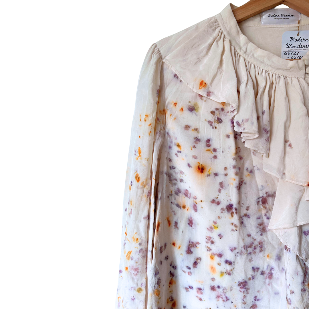 100% Silk Plant Dyed Button Up - Sumac/Coreopsis - M