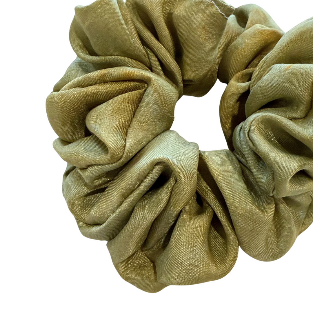 100% Mulberry Silk Marigold + Indigo Dyed Scrunchie