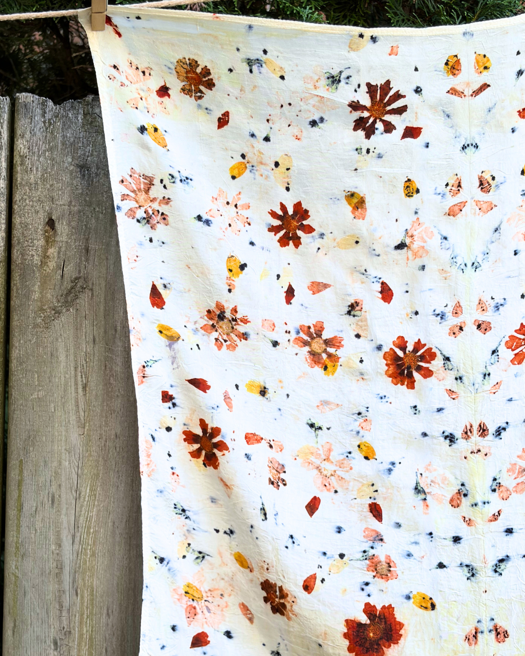 100% Mulberry Silk Plant Dyed Bandana - Garden Flowers (4)