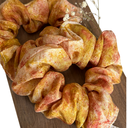 100% Mulberry Silk Plant Dyed Scrunchie - Marigold + Madder Root