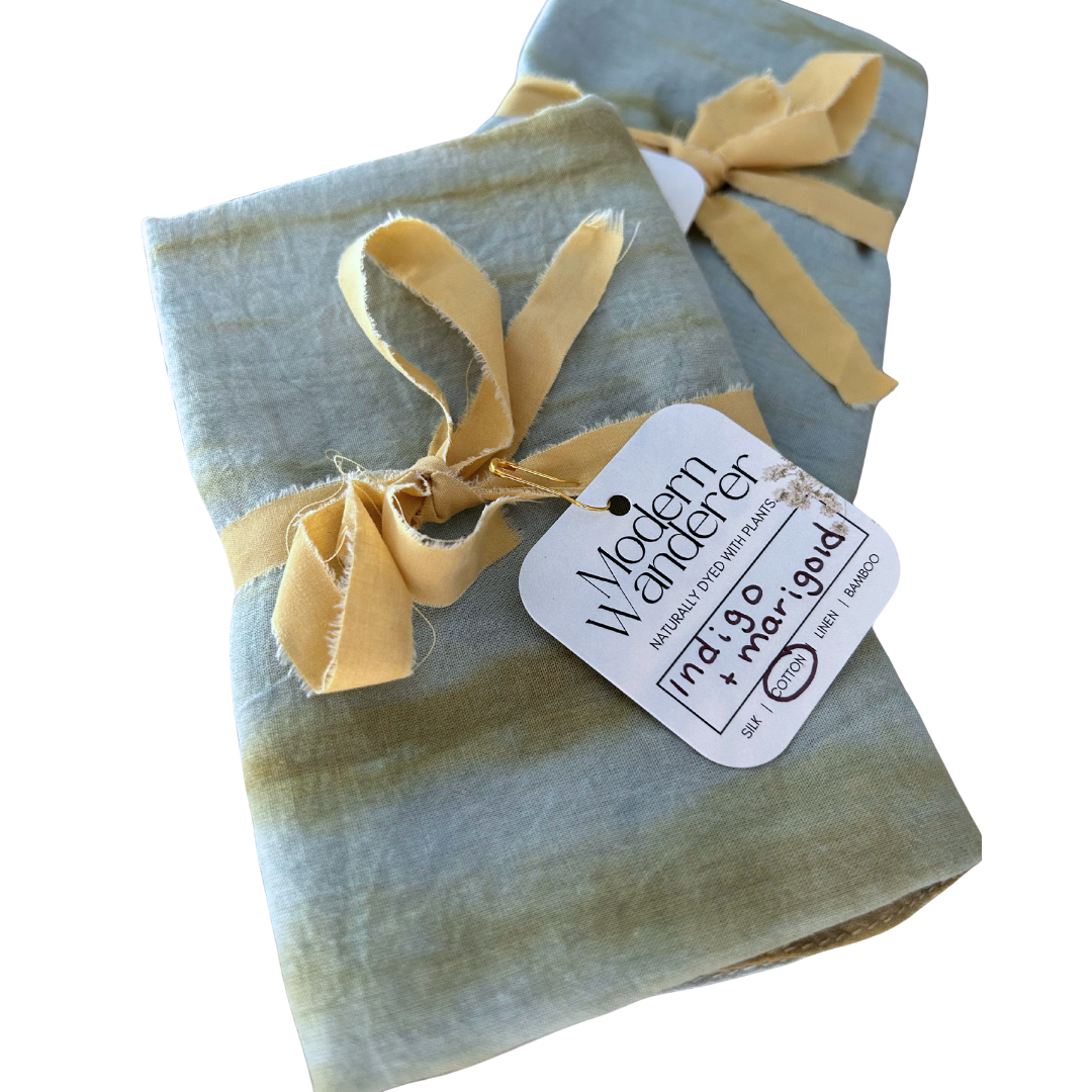 100% Organic Cotton Plant Dyed Bandana - Marigold + Indigo