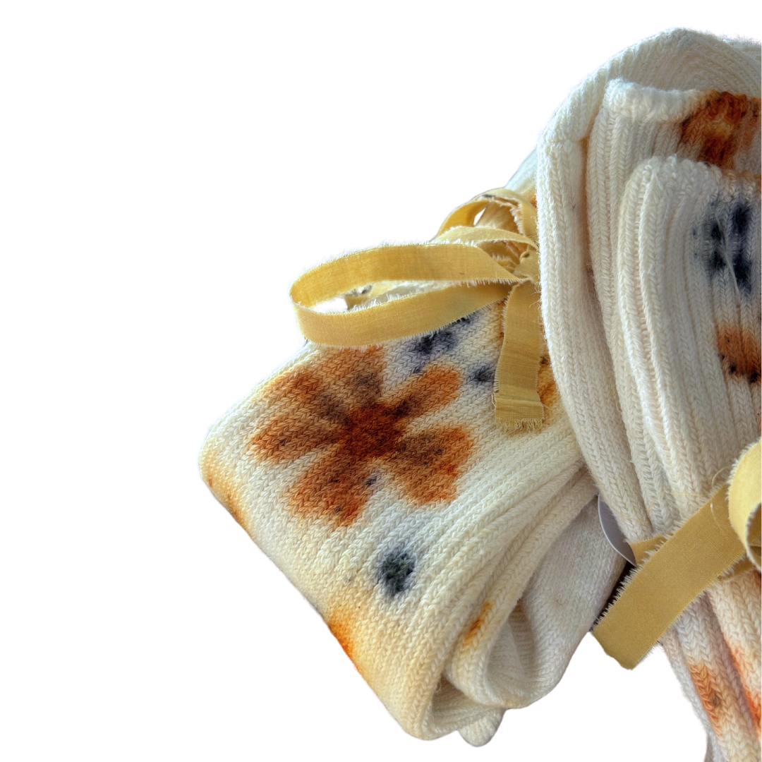 Garden Flower Dyed Organic Cotton Crew Socks
