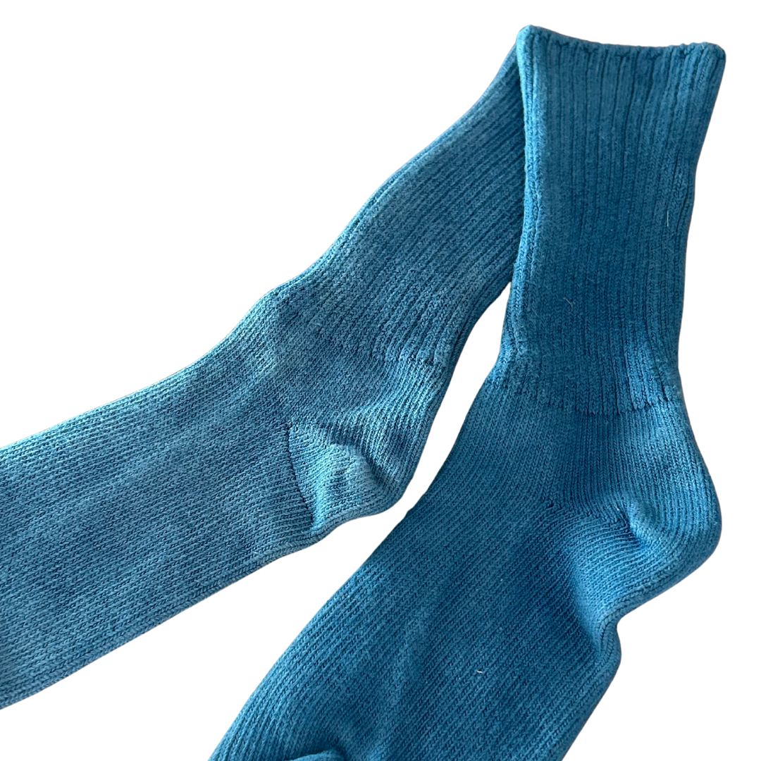 Indigo Dyed Organic Cotton Crew Socks