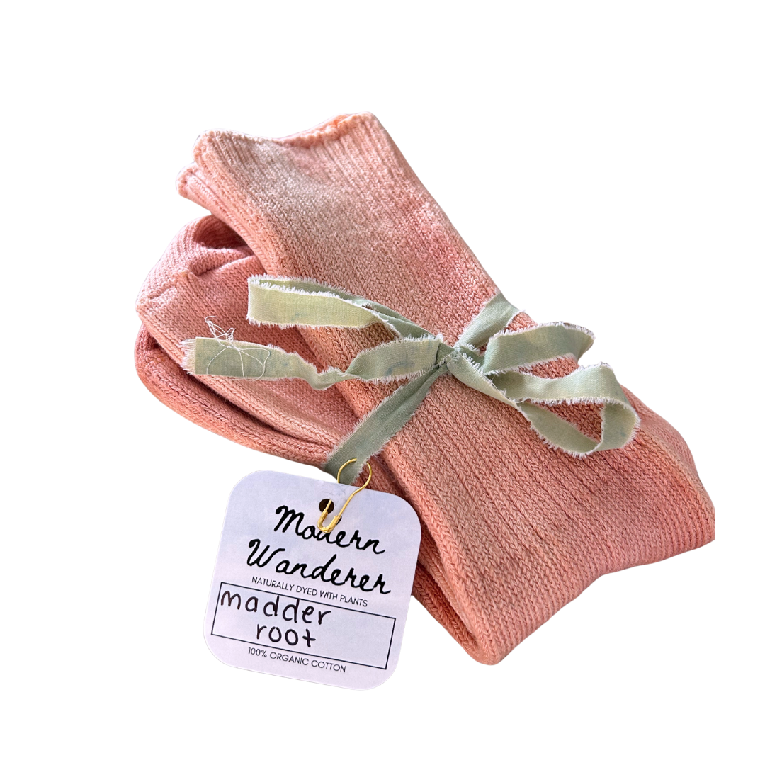 Madder Root Dyed Organic Cotton Crew Socks