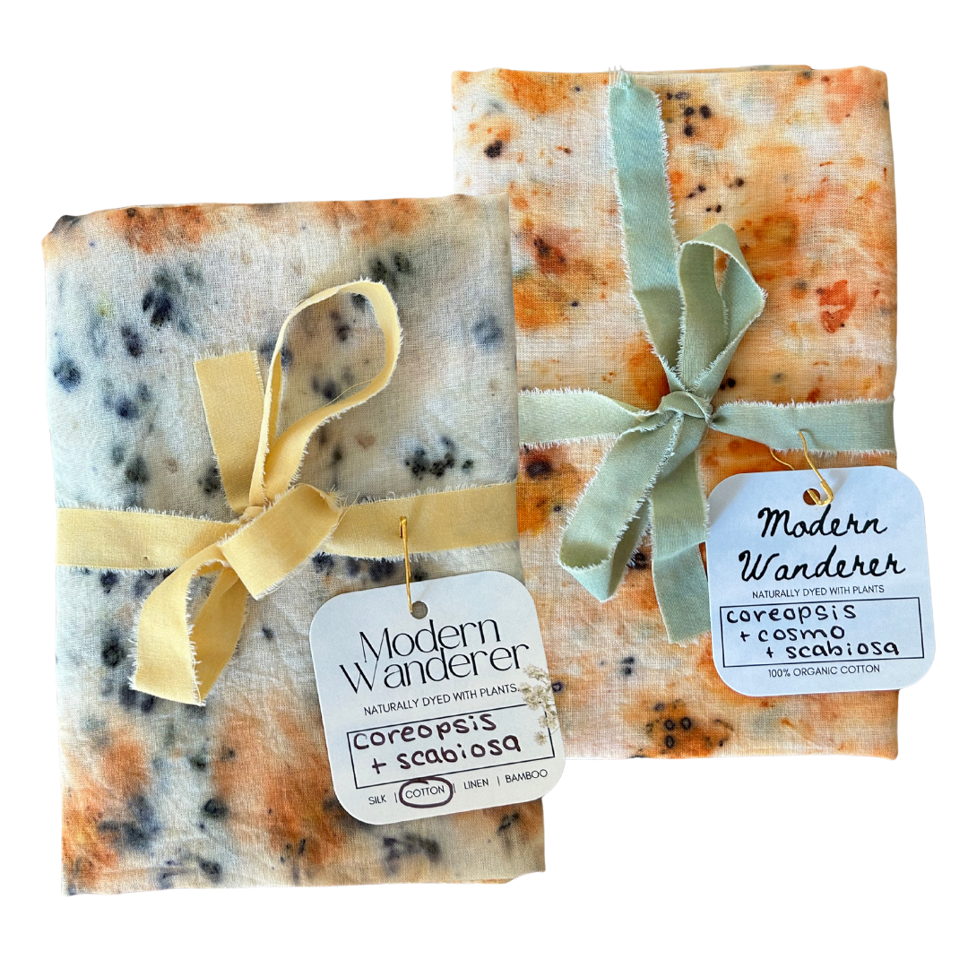 100% Organic Cotton Plant Dyed Bandana - Fall Garden Flowers