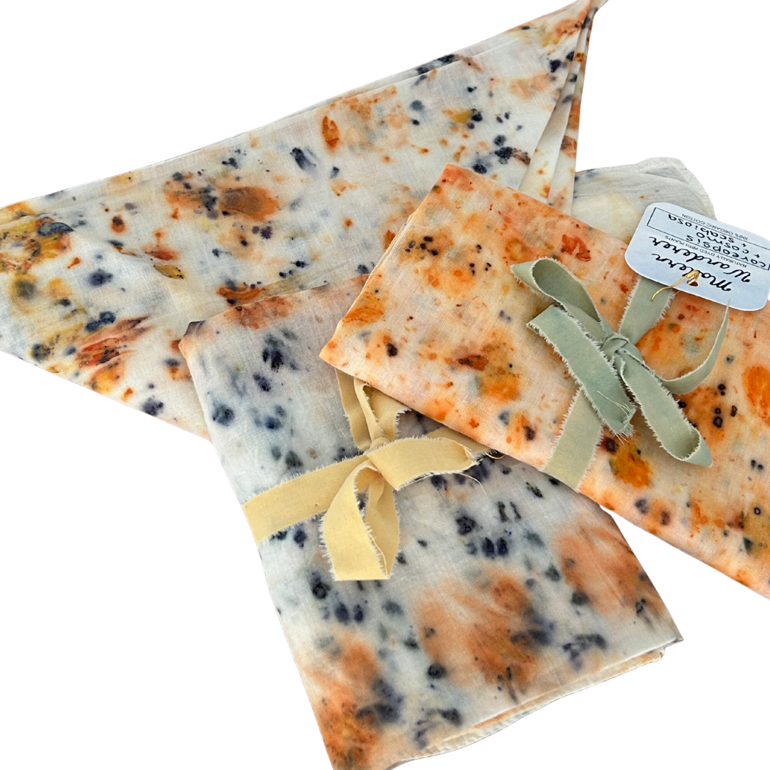 Naturally dyed bandana with floral pattern
