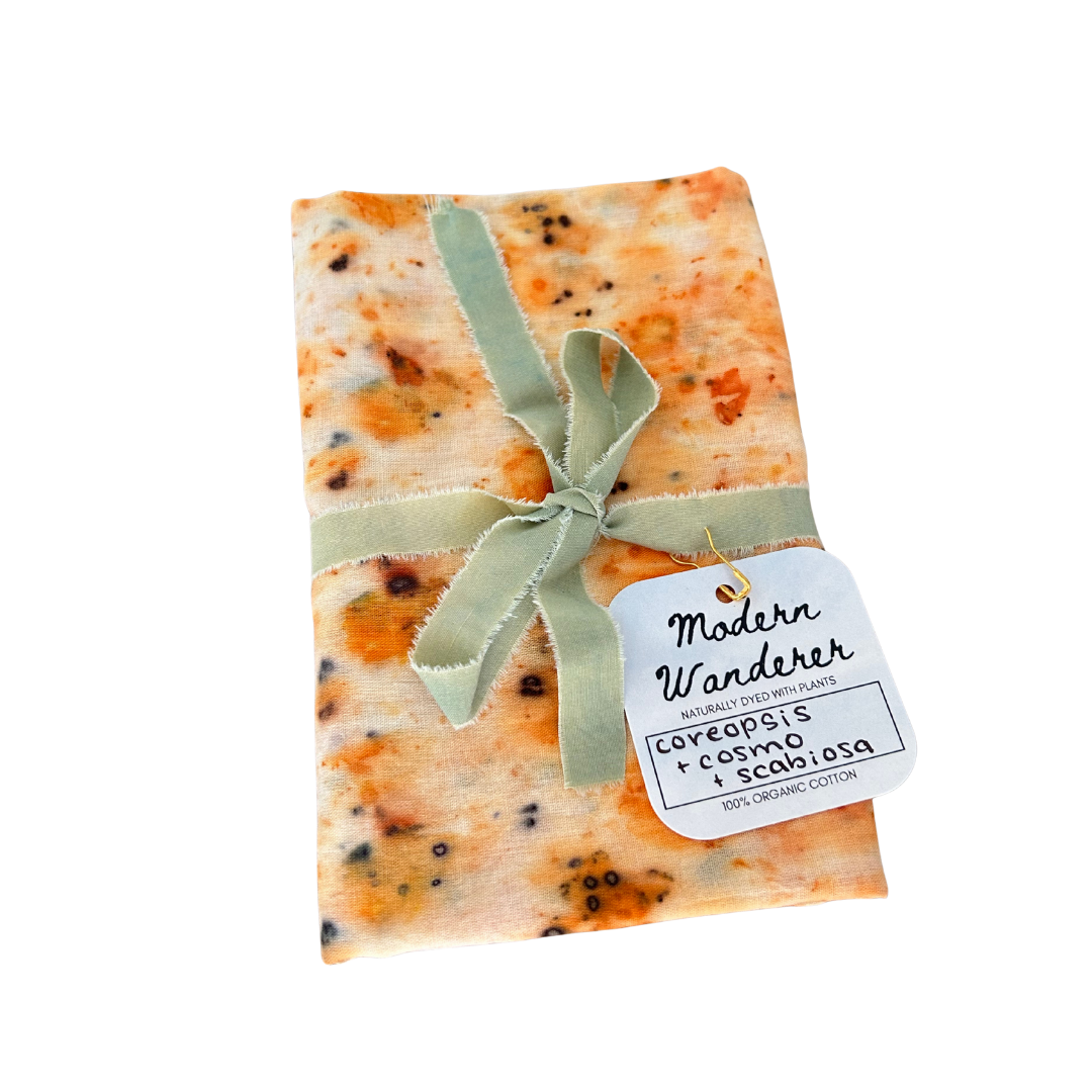 100% Organic Cotton Plant Dyed Bandana - Fall Garden Flowers