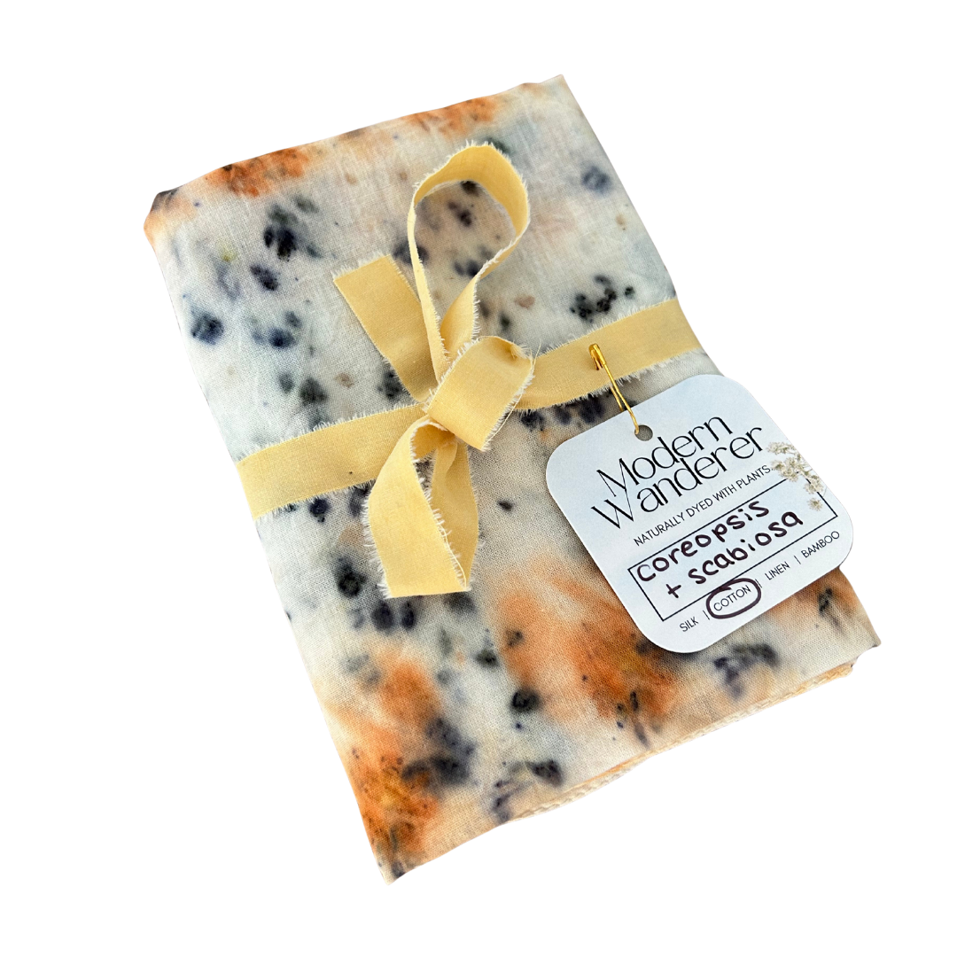 100% Organic Cotton Plant Dyed Bandana - Fall Garden Flowers