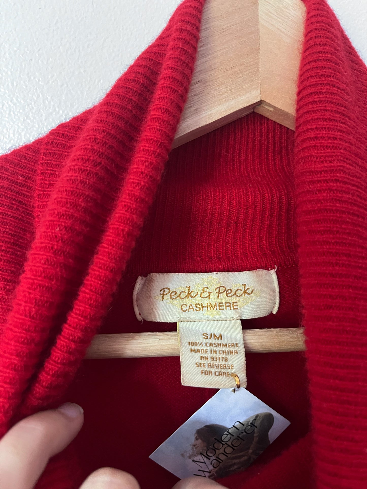 Vintage Red 100% Cashmere Turtleneck - S/M
