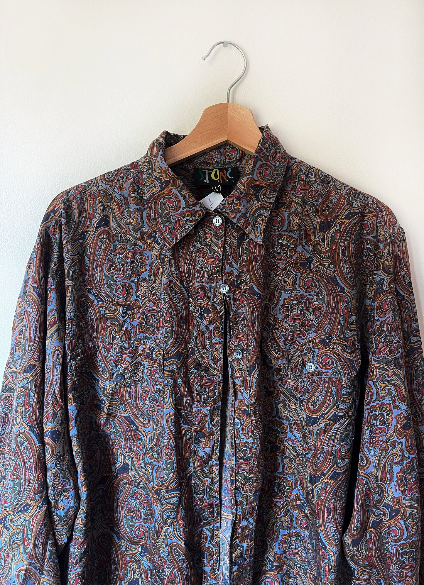 Vintage 100% Silk Paisley Button Up - L