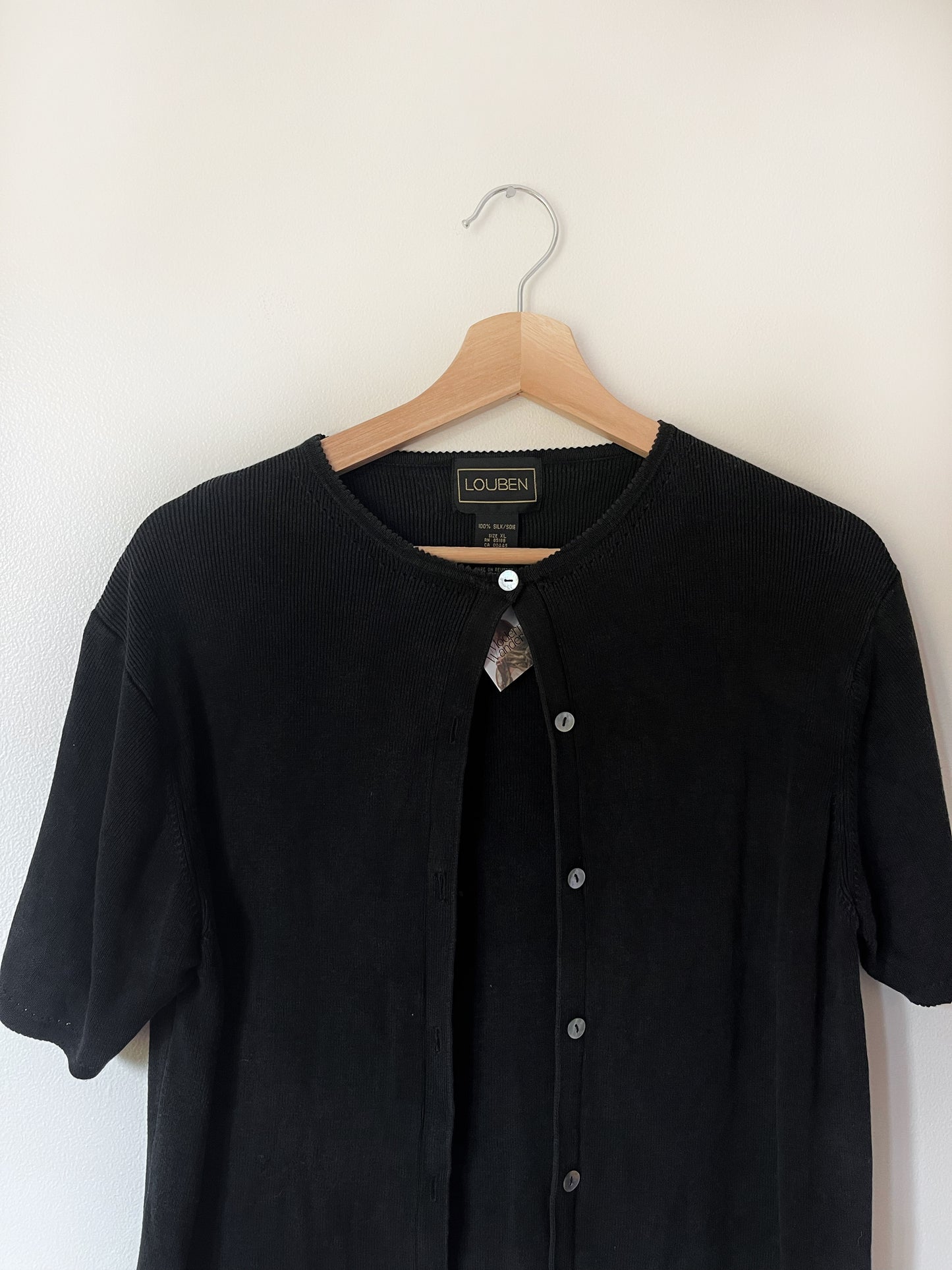 Vintage 100% Silk Knit Cardigan - L