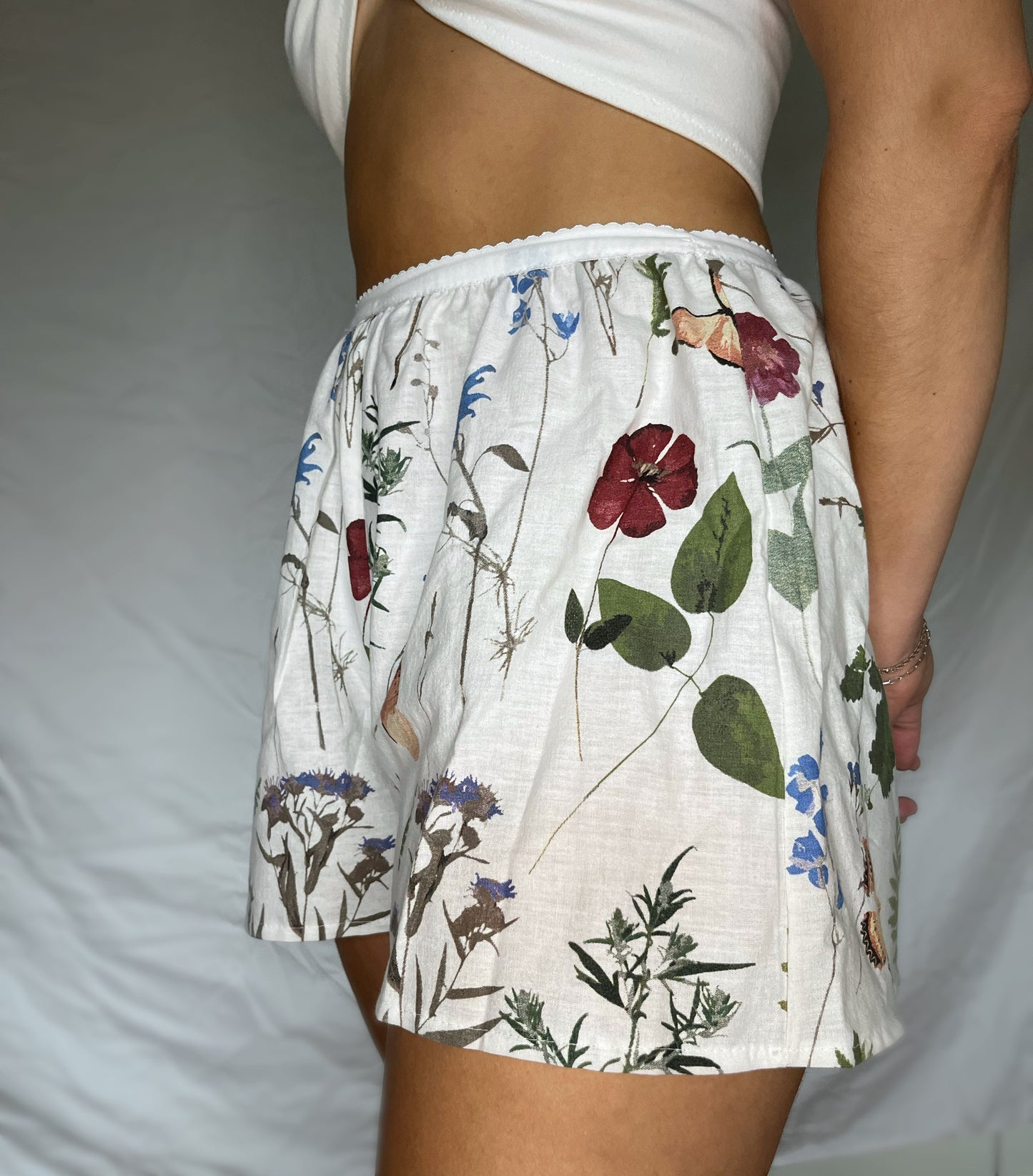 Upcycled Sleep Shorts- Botanical Butterflies (Multiple Sizes)
