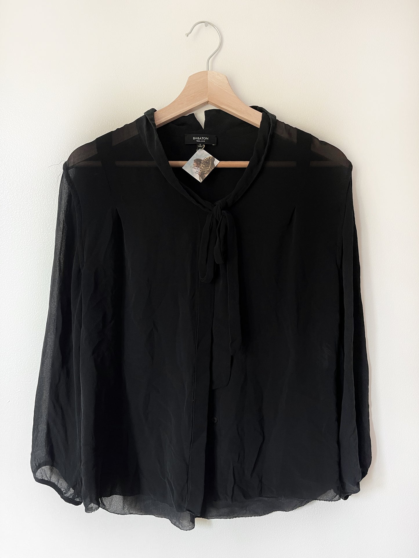 Vintage Black 100% Silk Button Up - S