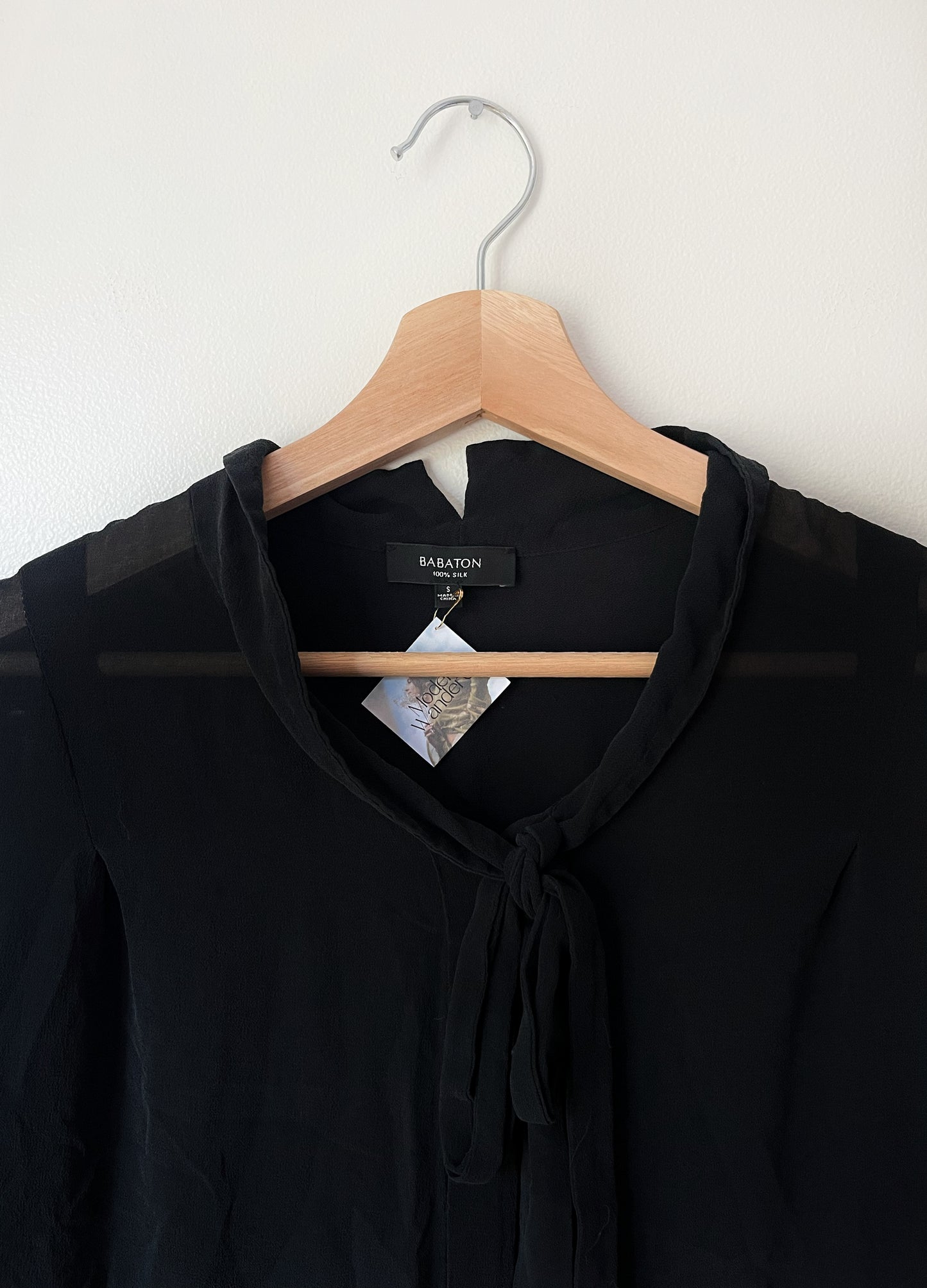 Vintage Black 100% Silk Button Up - S