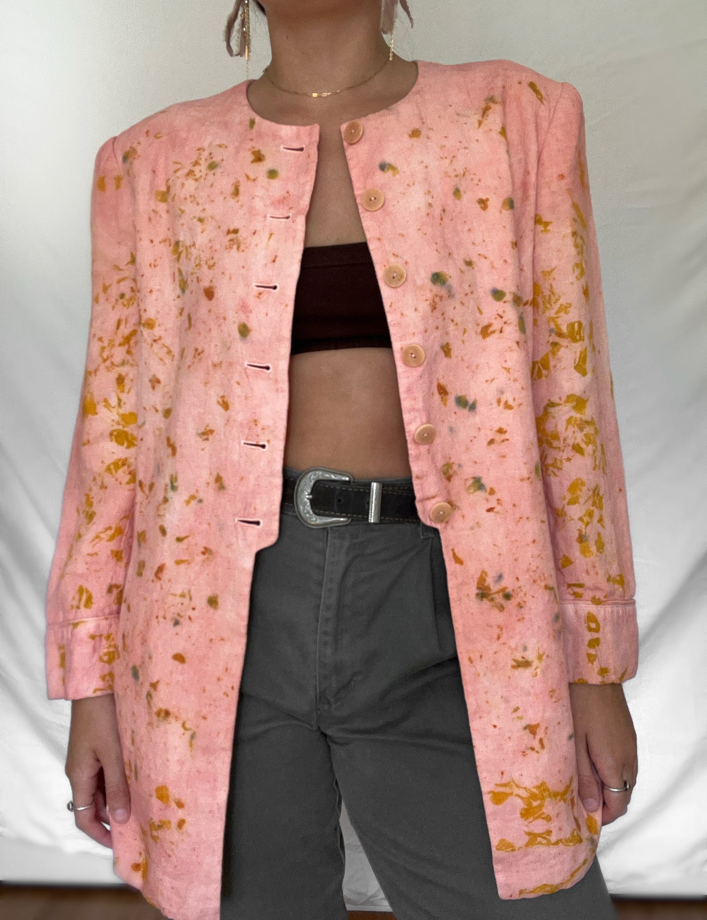 100% Linen Plant Dyed Blazer - Madder Root/Coreopsis/Marigold - M