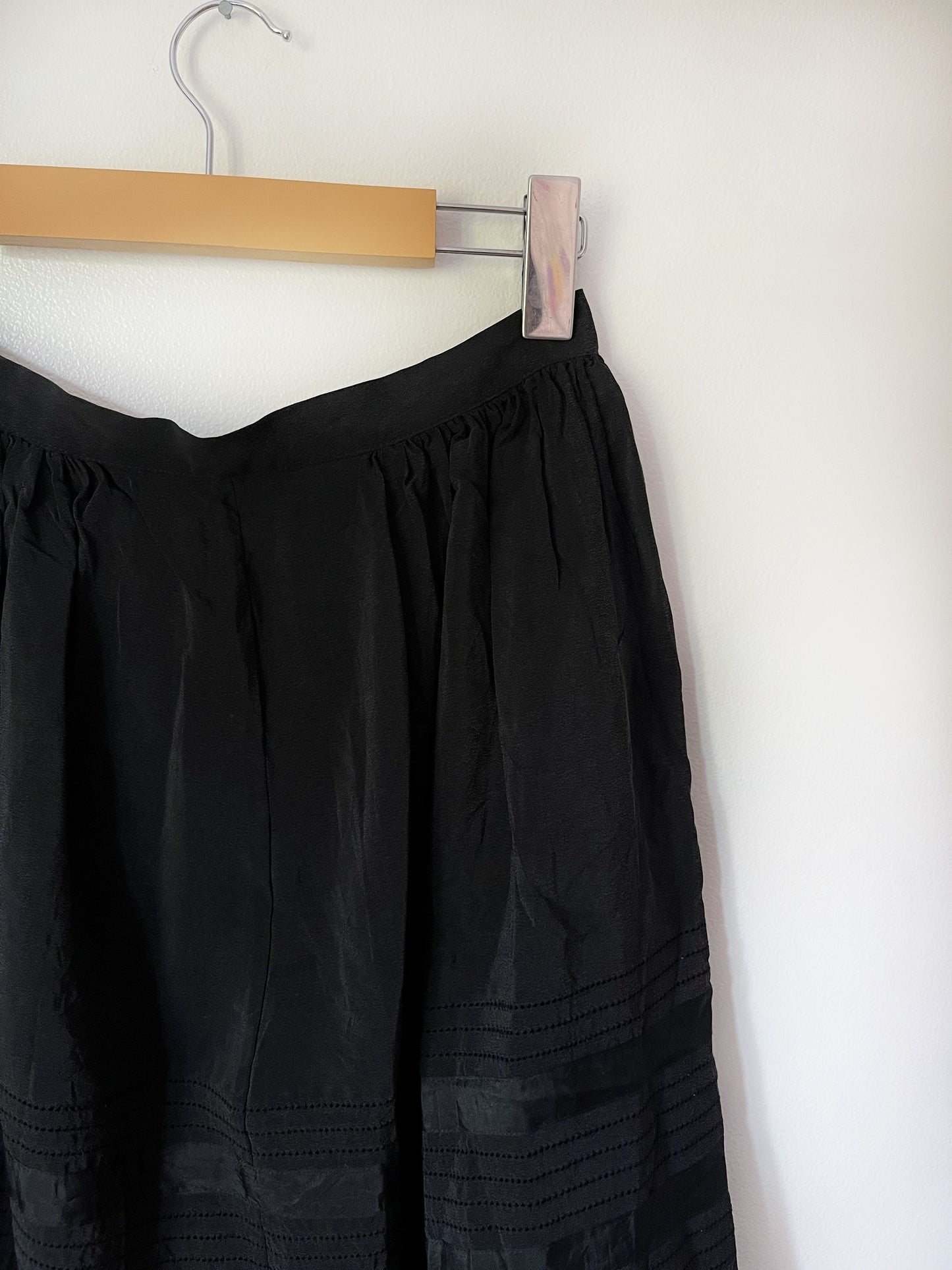 Vintage Black 100% Silk Skirt - S