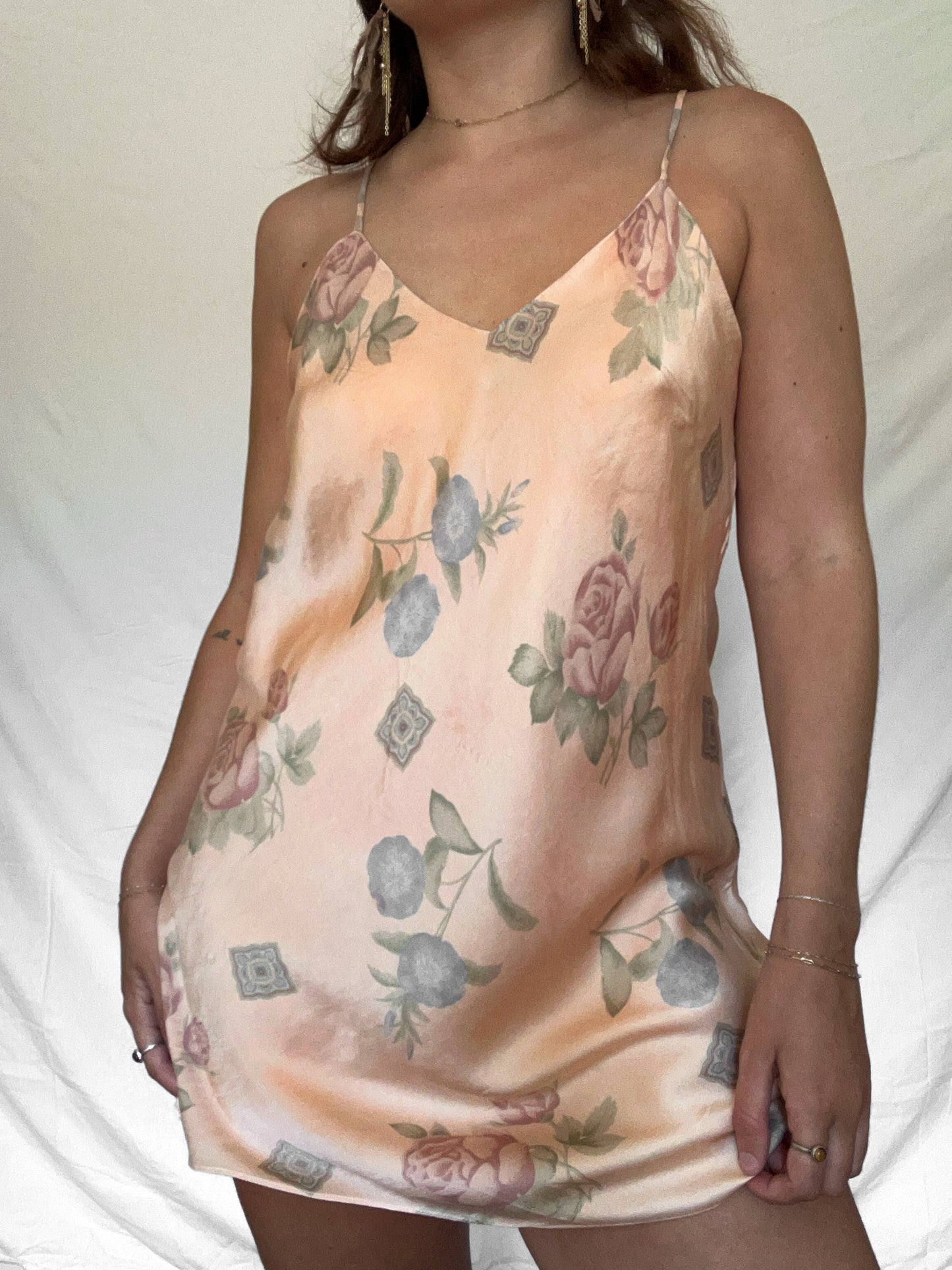 100% Silk Plant Dyed Slip Dress - Madder Root - M