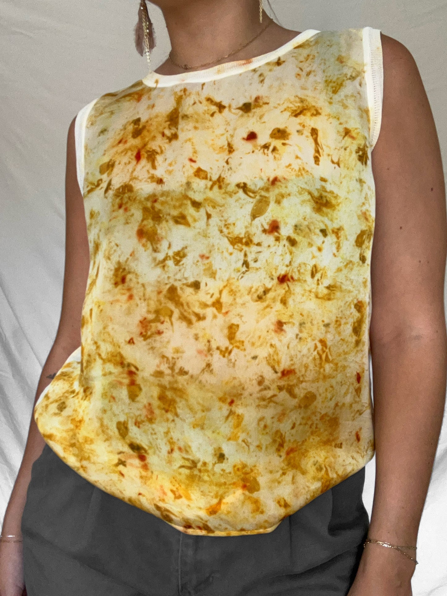 100% Silk Plant Dyed Tank Top - Marigold/Coreopsis - M