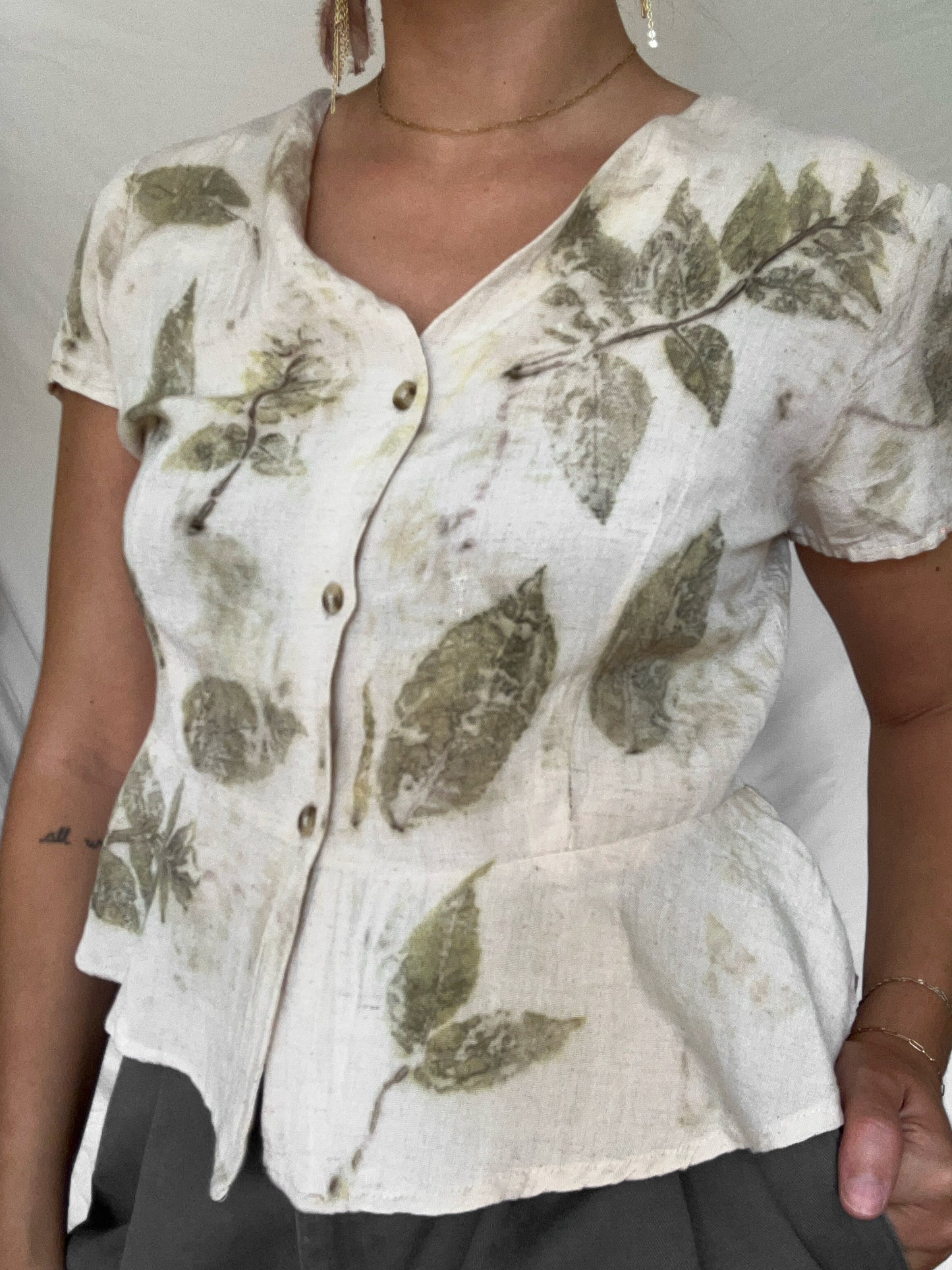 Rayon Blend Plant Dyed Blouse- Black Walnut - M