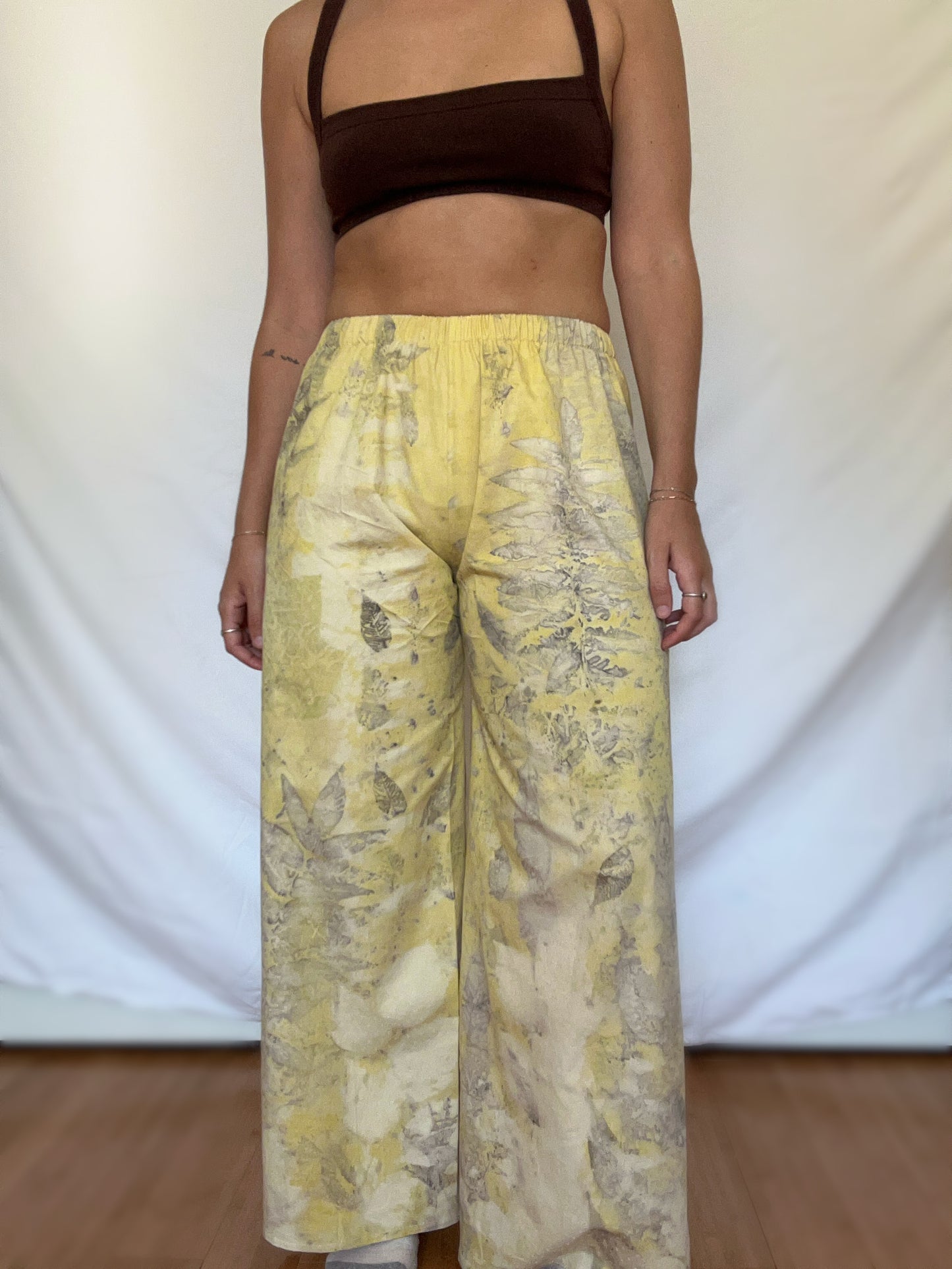 100% Cotton Plant Dyed Lounge Pant - Marigold/Walnut/Iron- XS/S