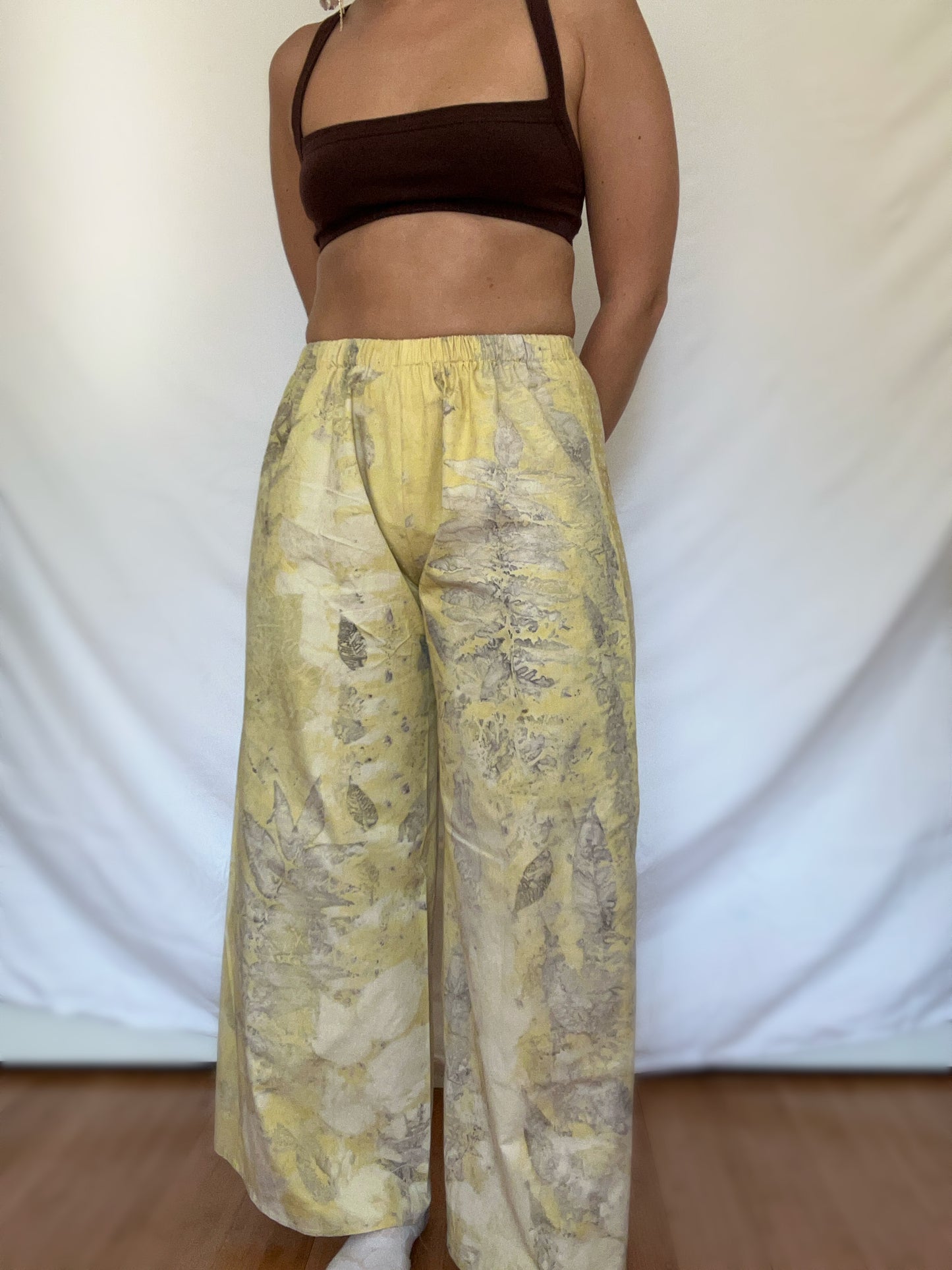 100% Cotton Plant Dyed Lounge Pant - Marigold/Walnut/Iron- XS/S