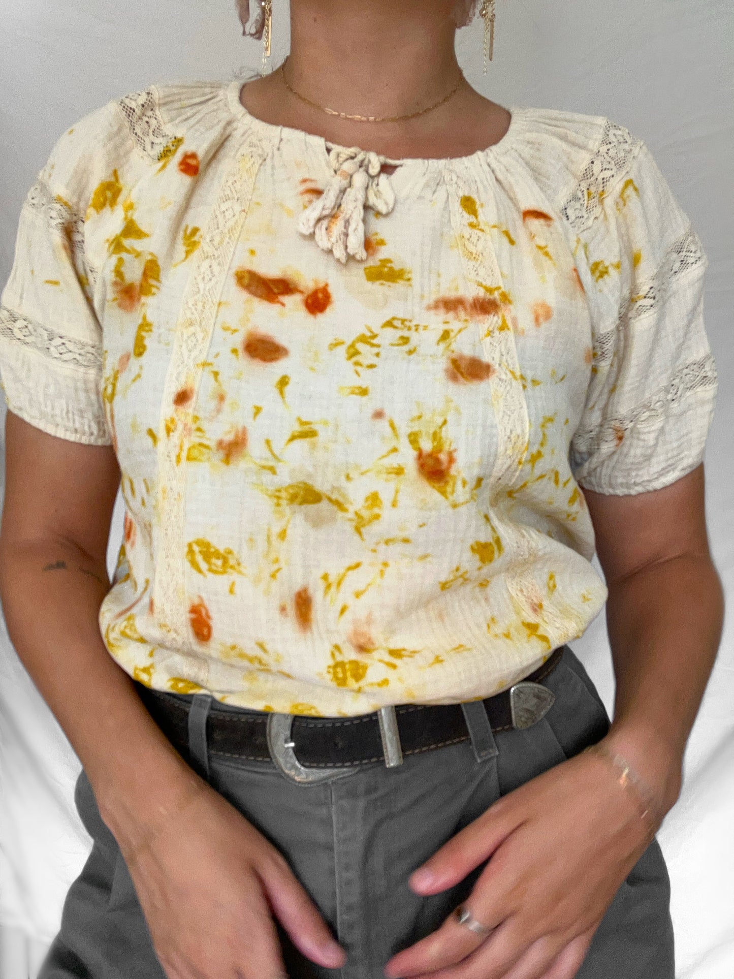100% Cotton Plant Dyed Blouse - Marigold/Coreopsis - M