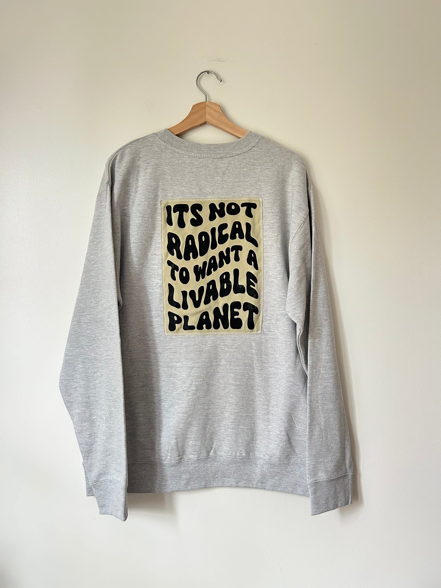 Its Not Radical to Want a Livable Planet Upcycled Crewneck - M/L (unisex)