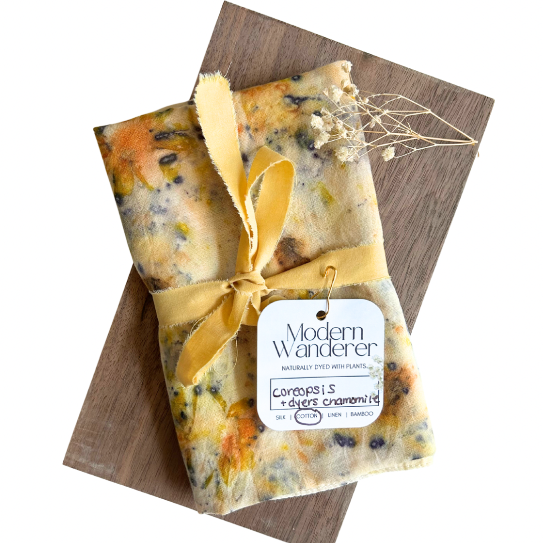 100% Organic Cotton Plant Dyed Bandana - Coreopsis + Dyers Chamomile