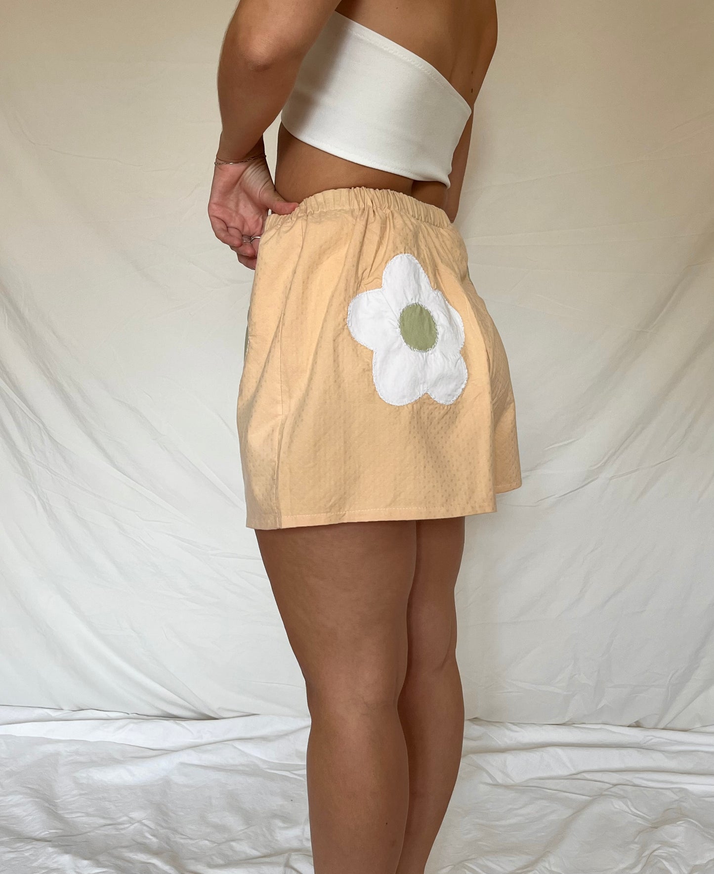 Upcycled Patchwork Flower Everyday Shorts - S/M