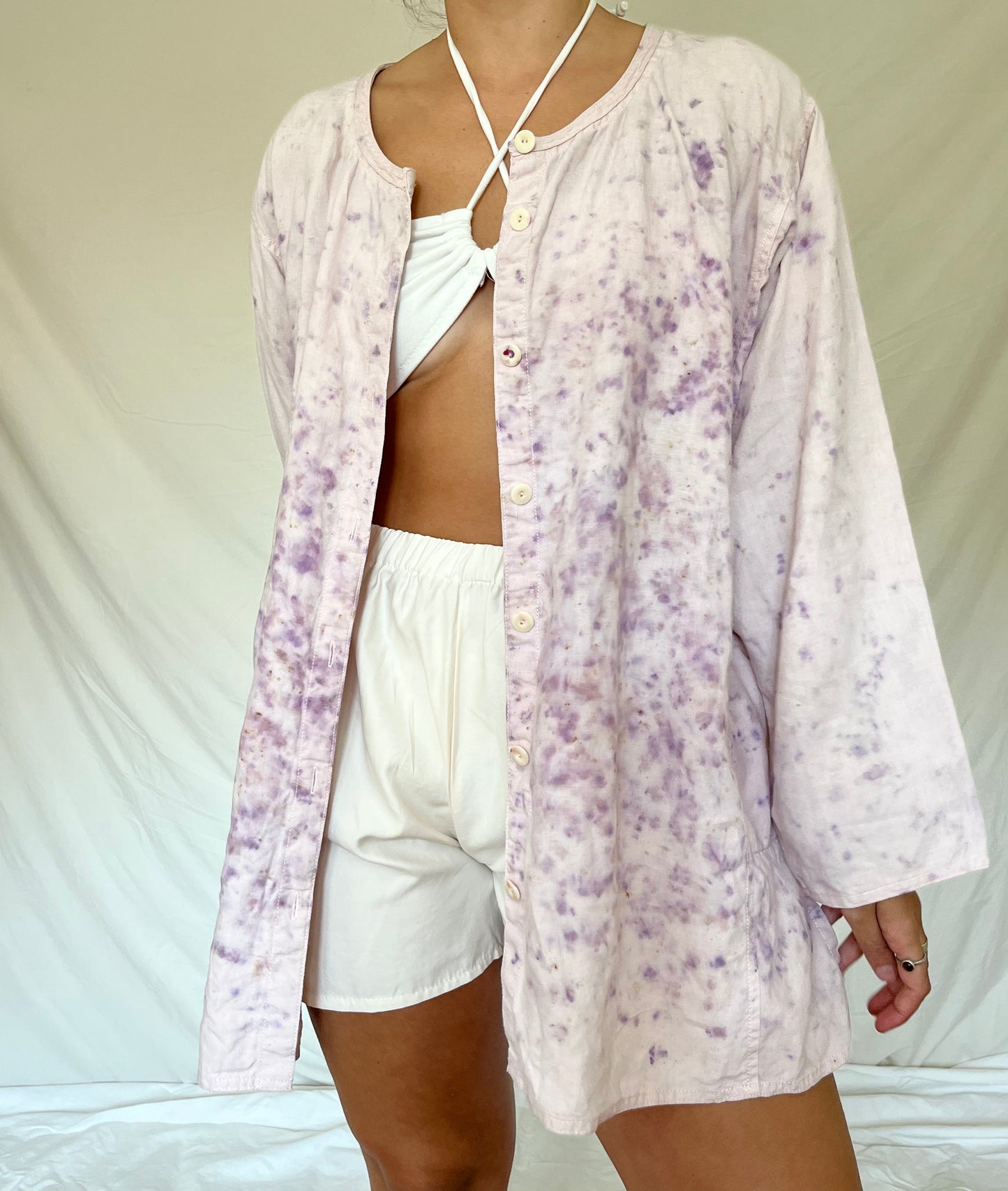 100% Organic Linen Plant Dyed Button Up - Sumac - XXL