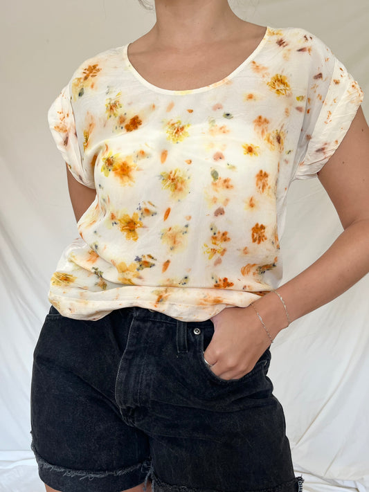 100% Silk Plant Dyed Blouse - Coreopsis - XS