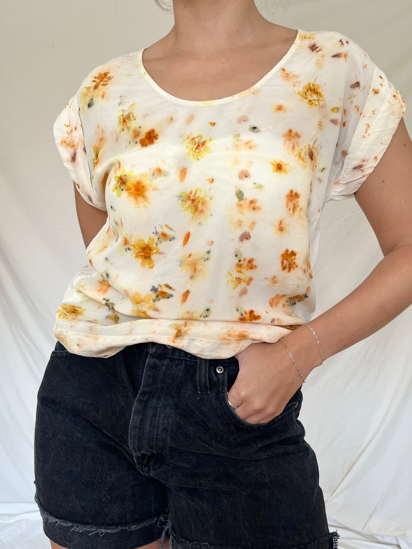 100% Silk Plant Dyed Blouse - Coreopsis - XS