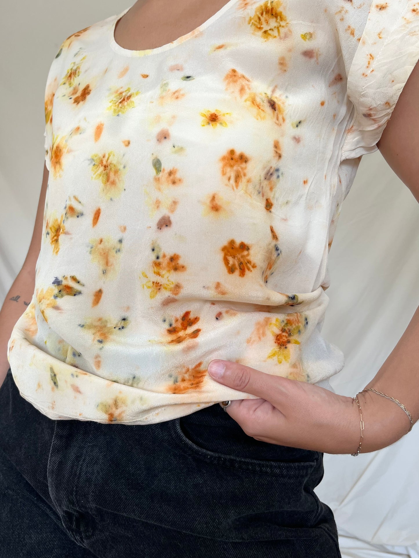 100% Silk Plant Dyed Blouse - Coreopsis - XS