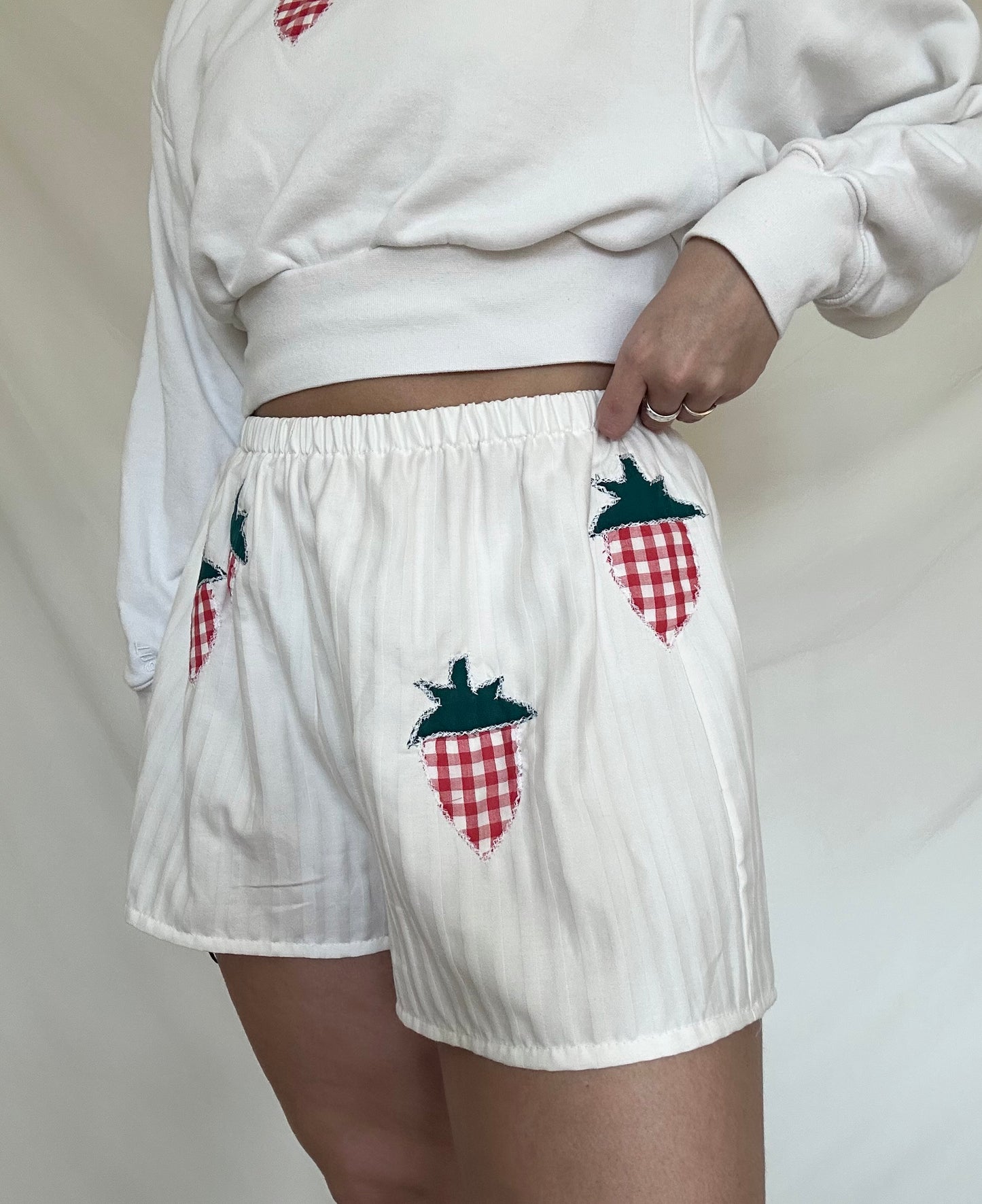 Upcycled Patchwork Strawberry Shorts - S/M