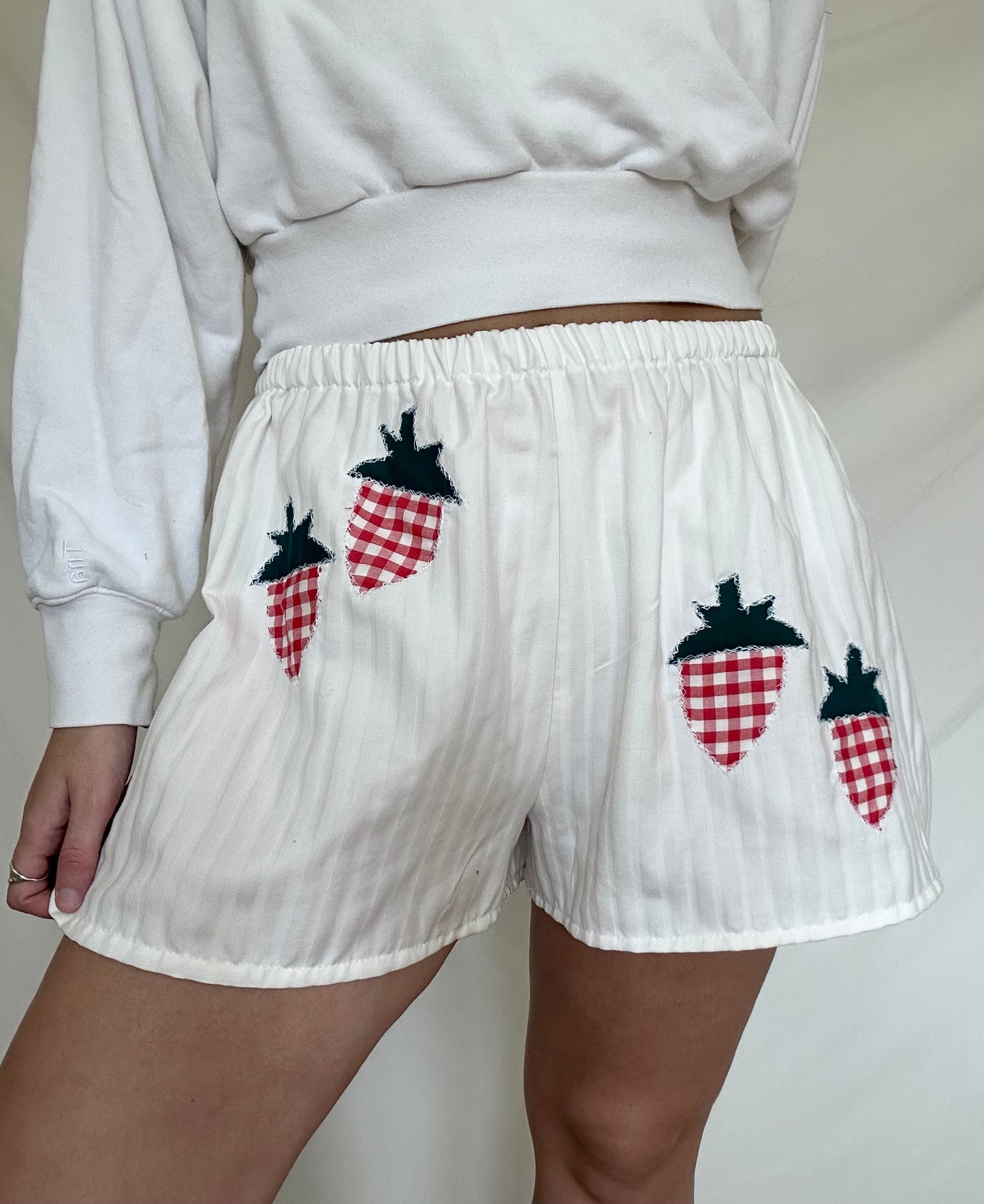 Upcycled Patchwork Strawberry Shorts - M/L
