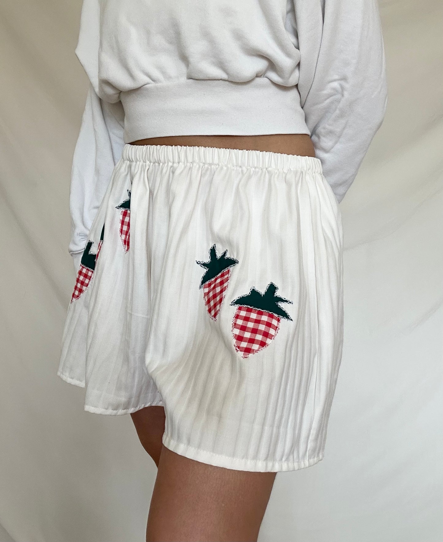 Upcycled Patchwork Strawberry Shorts - XL/XXL