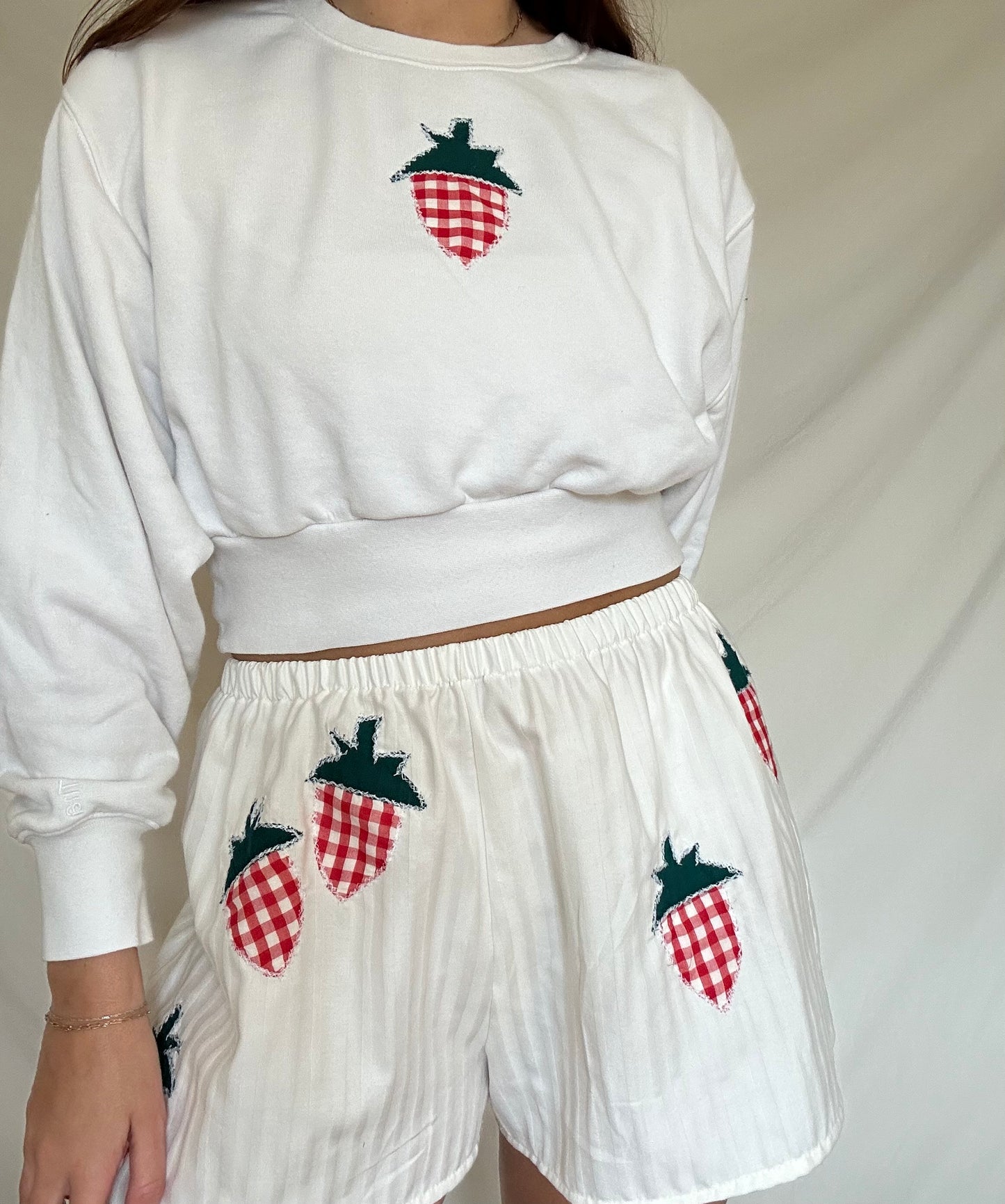 Upcycled Patchwork Strawberry Sweater - XS