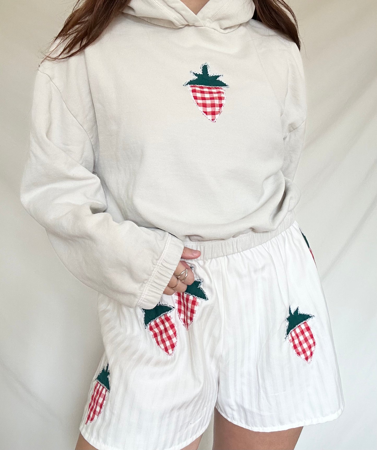 Upcycled Patchwork Strawberry Sweater - S