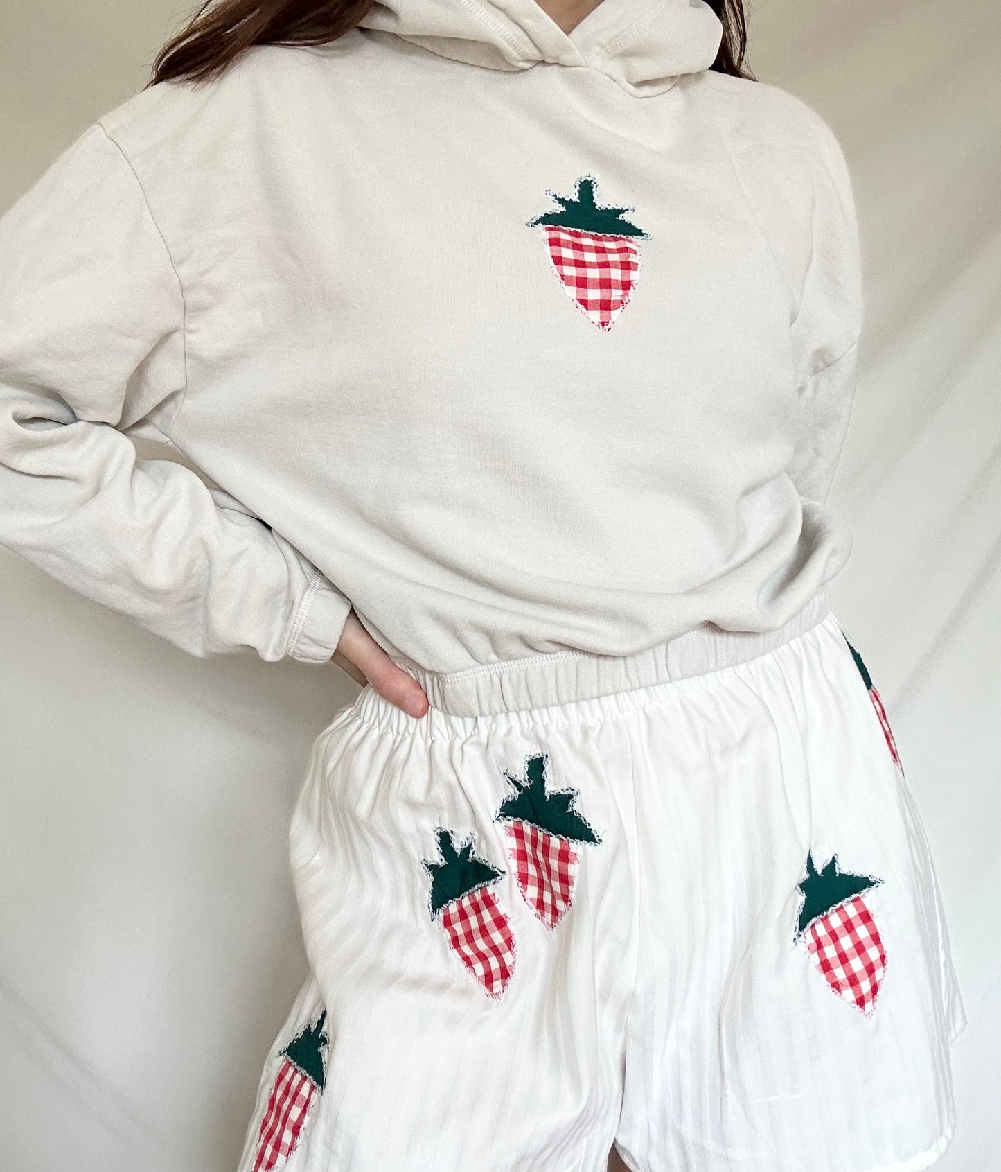 Upcycled Patchwork Strawberry Sweater - S