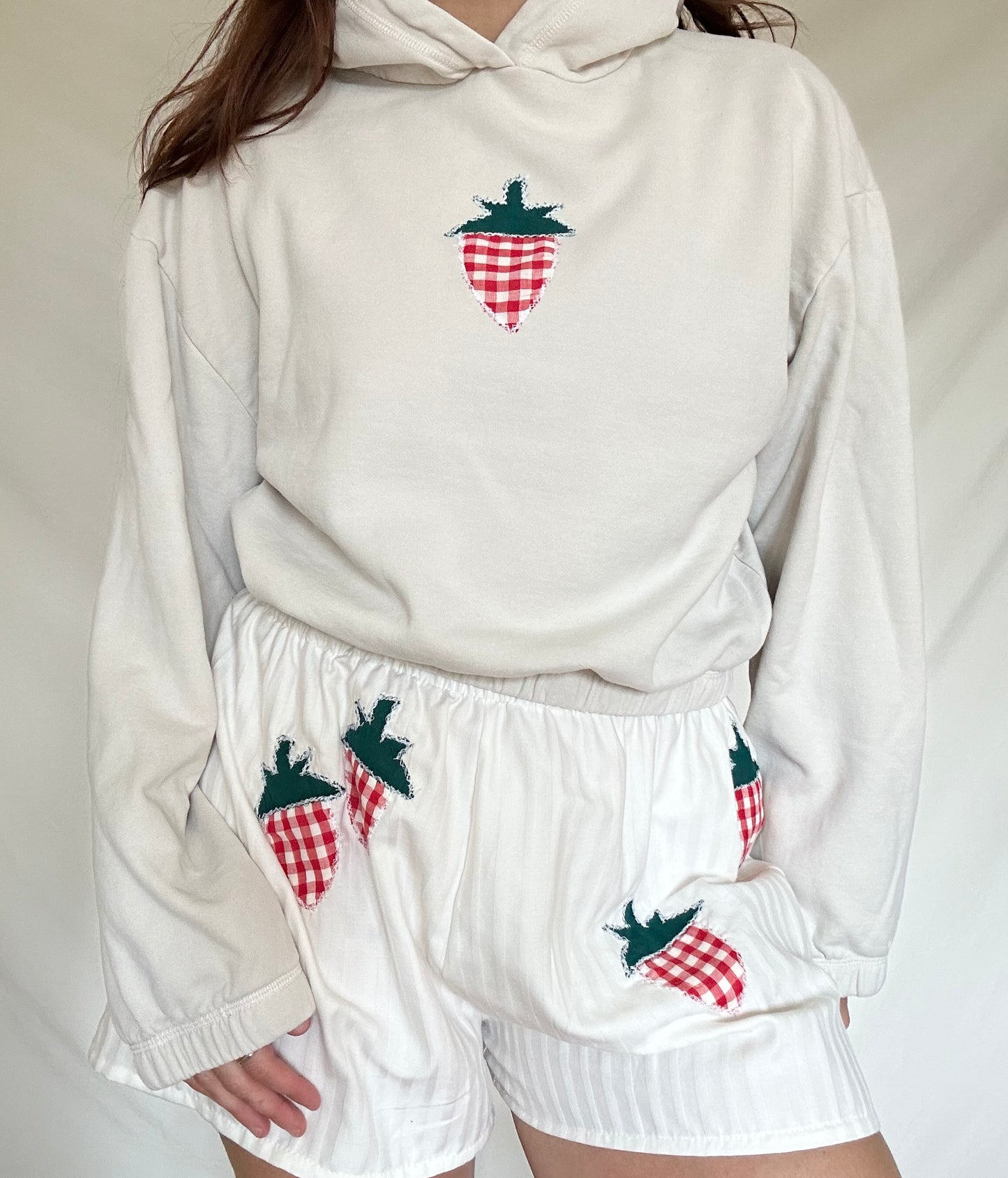 Upcycled Patchwork Strawberry Sweater - S