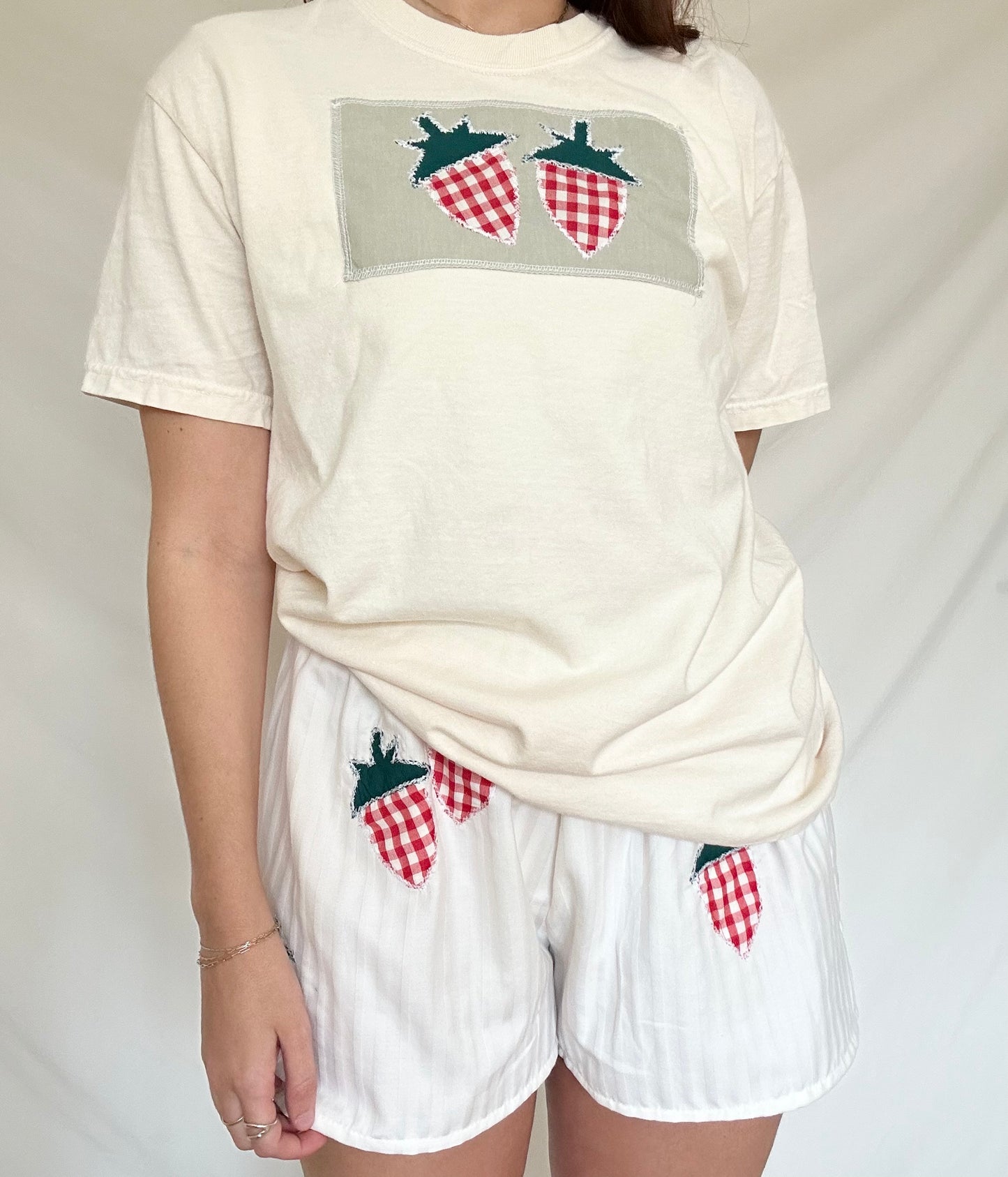 Upcycled Patchwork Strawberry T-Shirt - M