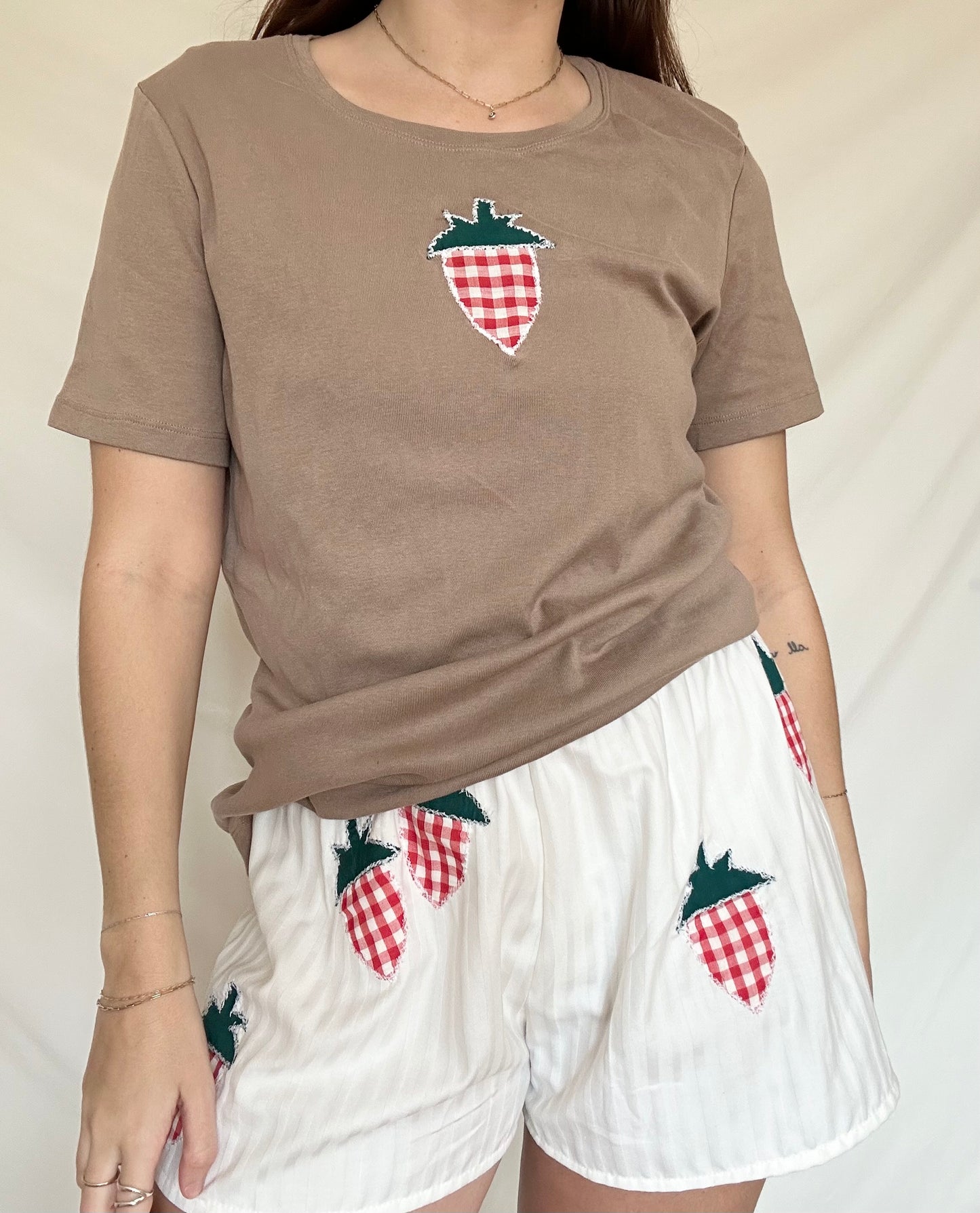 Upcycled Patchwork Strawberry T-Shirt - M