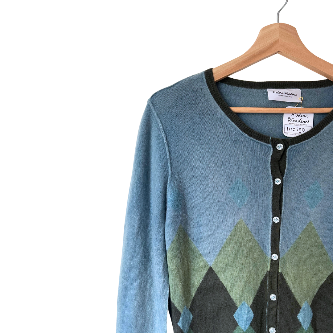 Indigo Dyed 100% Cashmere Pullover - S