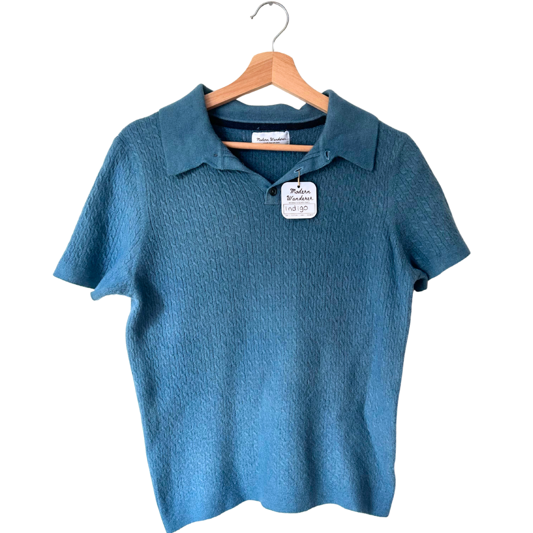 Indigo Dyed 100% Merino Wool Sweater - S/M