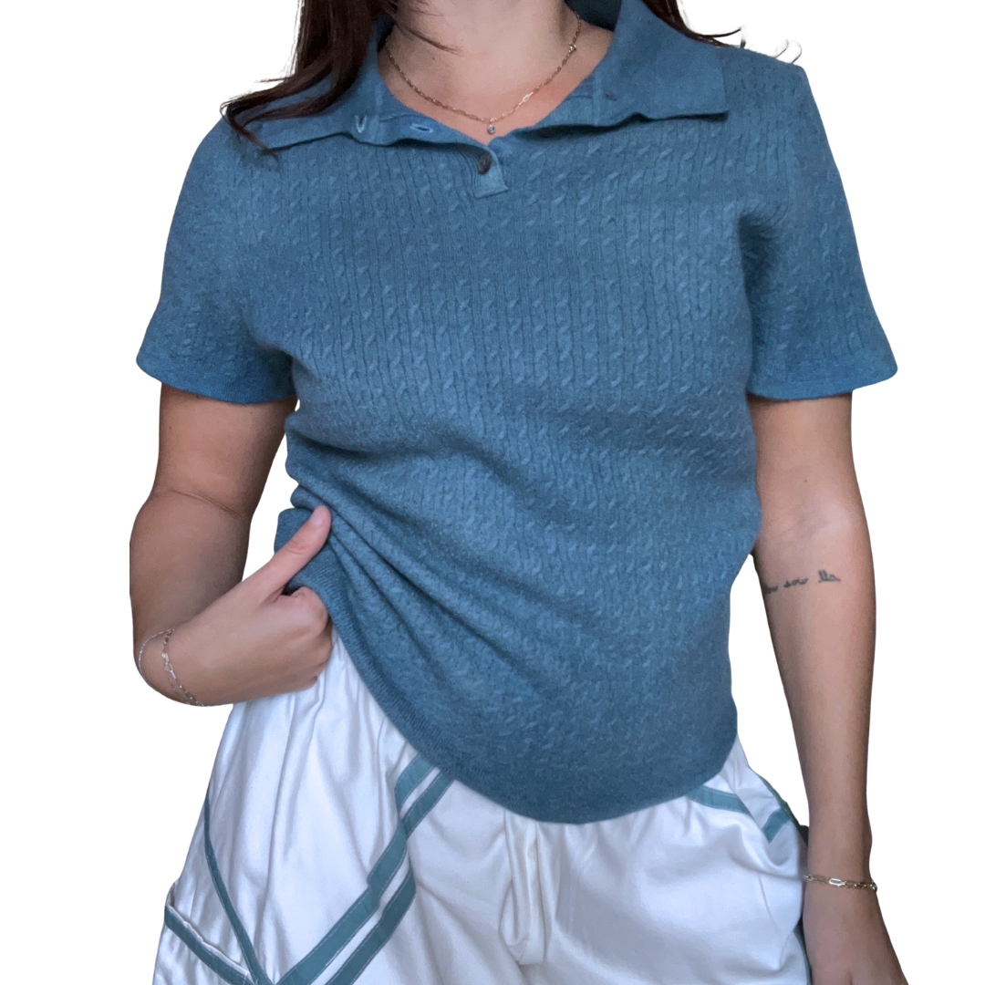 Indigo Dyed 100% Merino Wool Sweater - S/M