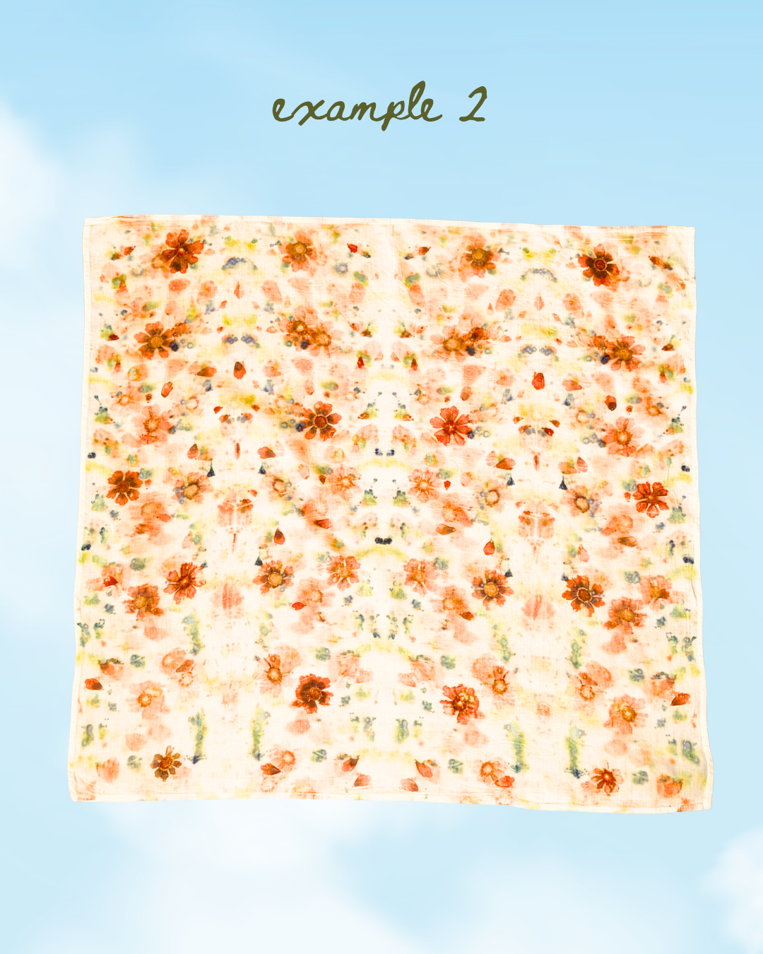 100% Organic Cotton Plant Dyed Bandana - Summer Garden Flowers