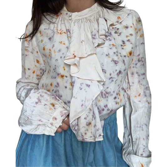 100% Silk Plant Dyed Button Up - Sumac/Coreopsis - M